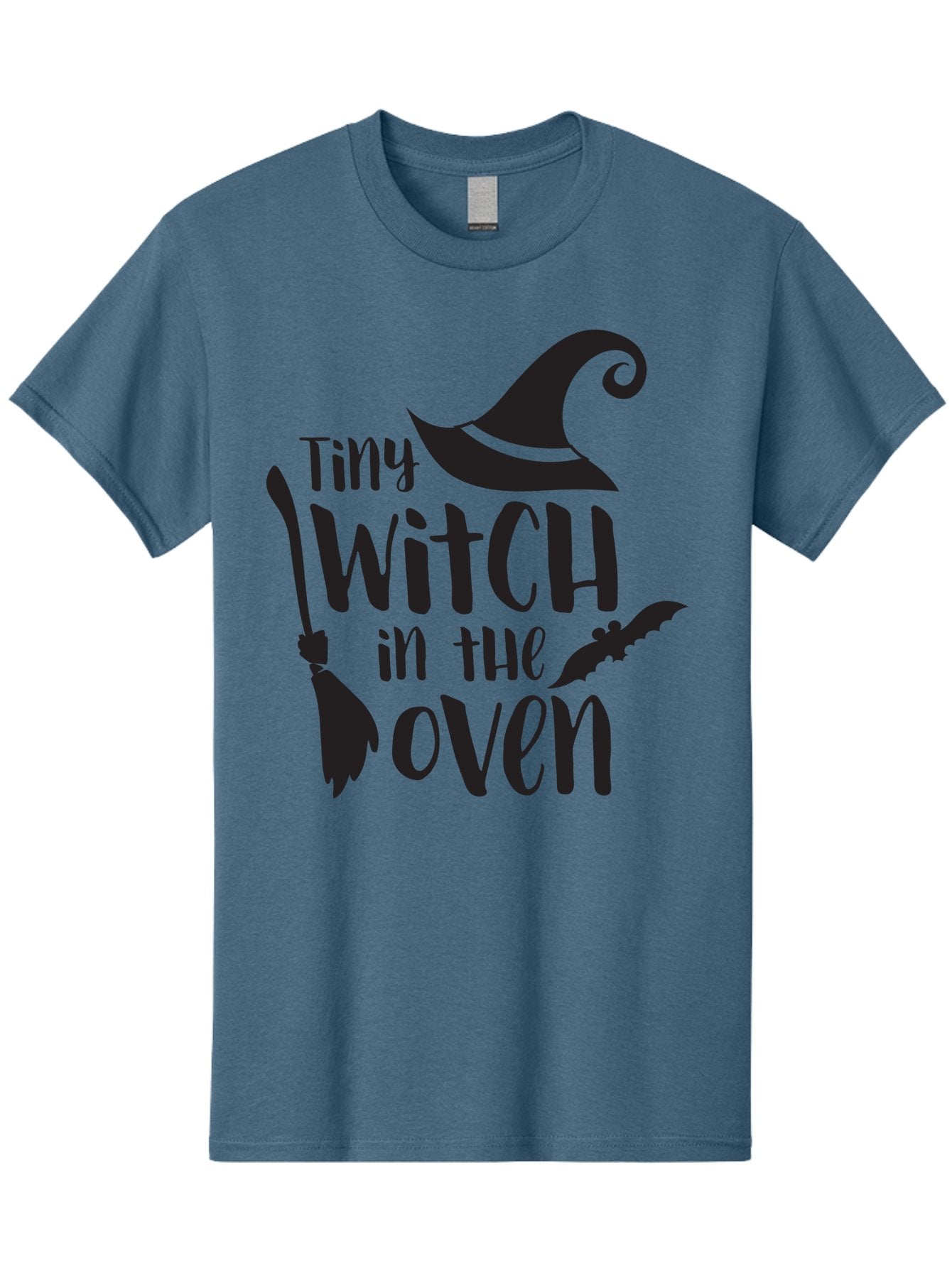 Tiny-Witch-In-The-Oven Men'S Graphic Tee, 100% Cotton, Comfortable Casual Summer Wear, Machine Washable, Halloween Quote, Funny Pregnancy Announcement, Tiny Witch, Broomstick, Witch Hat, Bats, Pregnancy Reveal, Halloween Pregnancy, Aad258