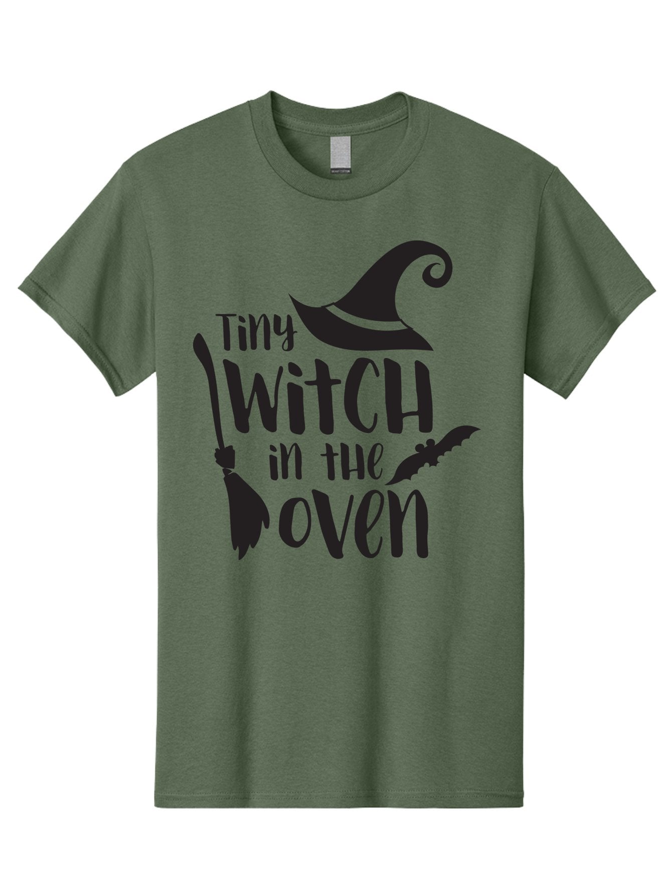 Tiny-Witch-In-The-Oven Men'S Graphic Tee, 100% Cotton, Comfortable Casual Summer Wear, Machine Washable, Halloween Quote, Funny Pregnancy Announcement, Tiny Witch, Broomstick, Witch Hat, Bats, Pregnancy Reveal, Halloween Pregnancy, Aad258 6