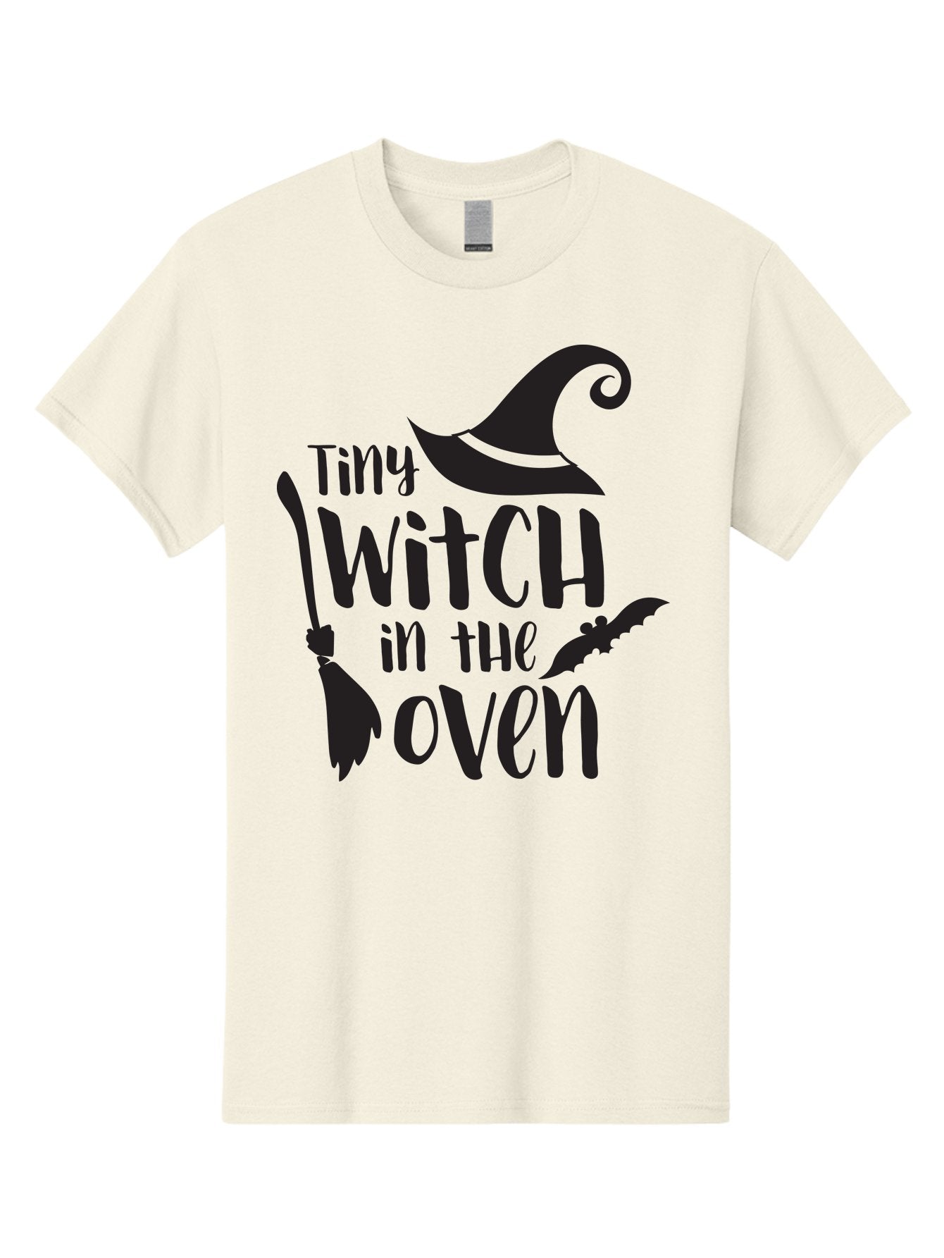 Tiny-Witch-In-The-Oven Men'S Graphic Tee, 100% Cotton, Comfortable Casual Summer Wear, Machine Washable, Halloween Quote, Funny Pregnancy Announcement, Tiny Witch, Broomstick, Witch Hat, Bats, Pregnancy Reveal, Halloween Pregnancy, Aad258 7