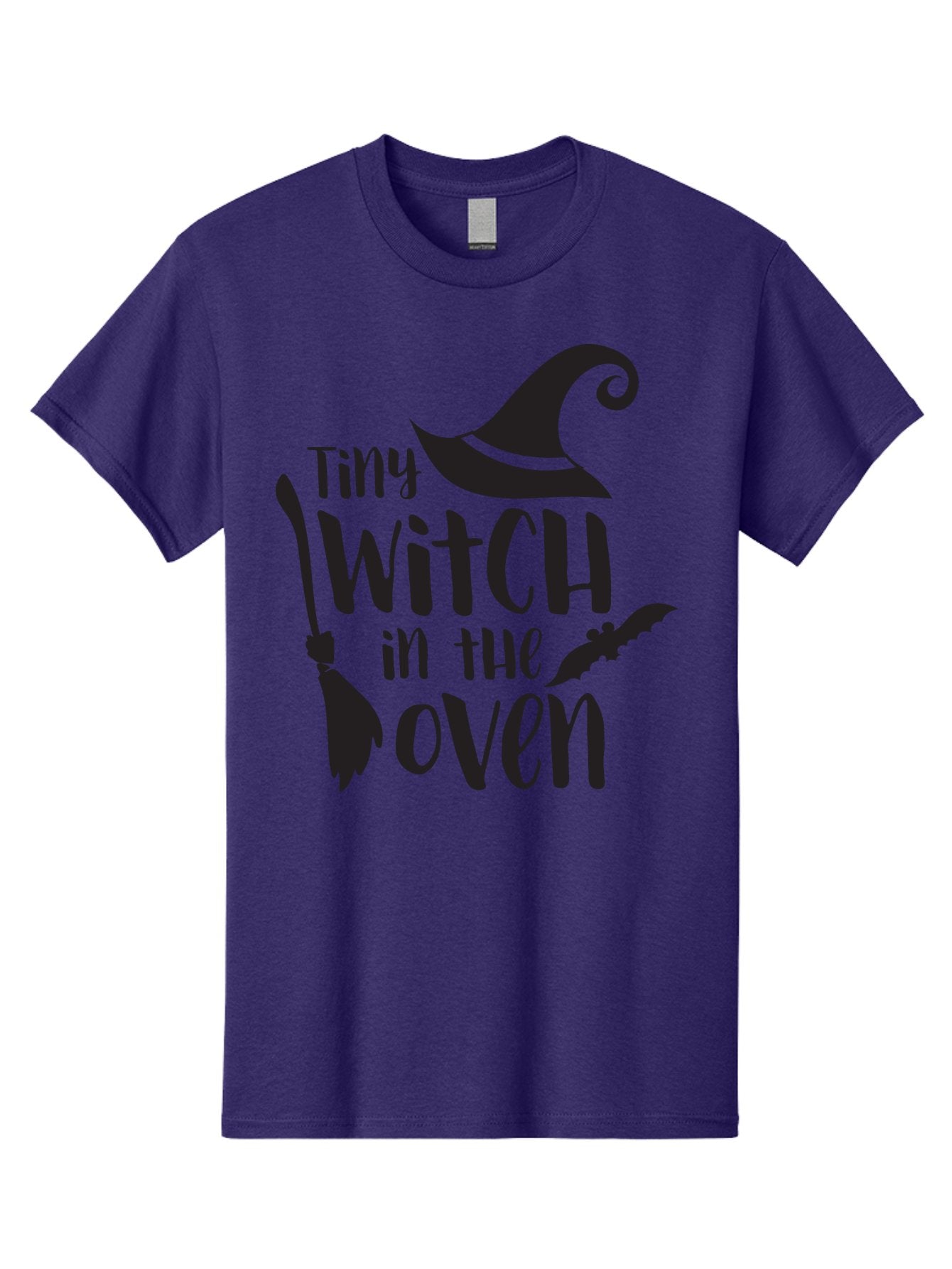 Tiny-Witch-In-The-Oven Men'S Graphic Tee, 100% Cotton, Comfortable Casual Summer Wear, Machine Washable, Halloween Quote, Funny Pregnancy Announcement, Tiny Witch, Broomstick, Witch Hat, Bats, Pregnancy Reveal, Halloween Pregnancy, Aad258 11