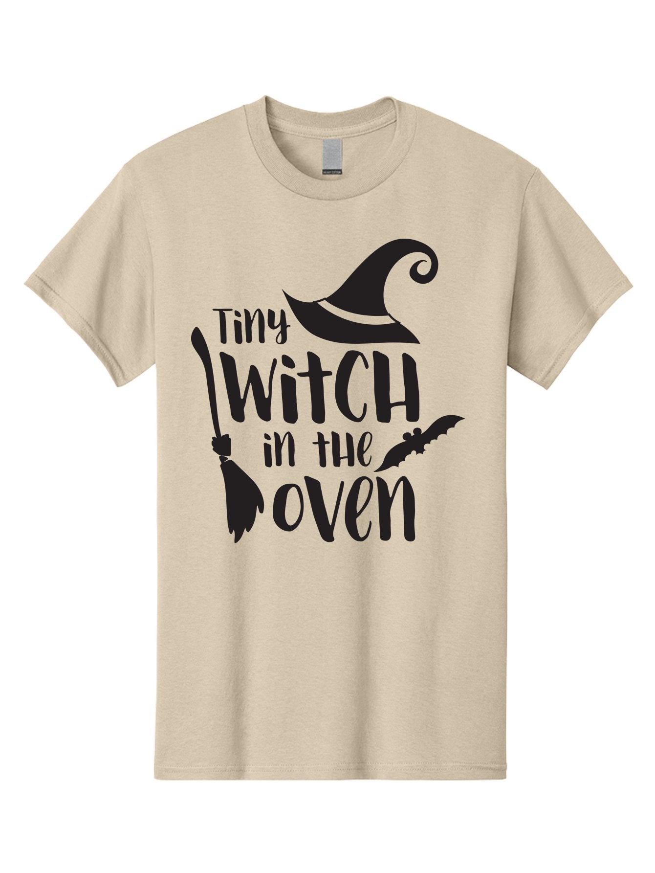 Tiny-Witch-In-The-Oven Men'S Graphic Tee, 100% Cotton, Comfortable Casual Summer Wear, Machine Washable, Halloween Quote, Funny Pregnancy Announcement, Tiny Witch, Broomstick, Witch Hat, Bats, Pregnancy Reveal, Halloween Pregnancy, Aad258 9