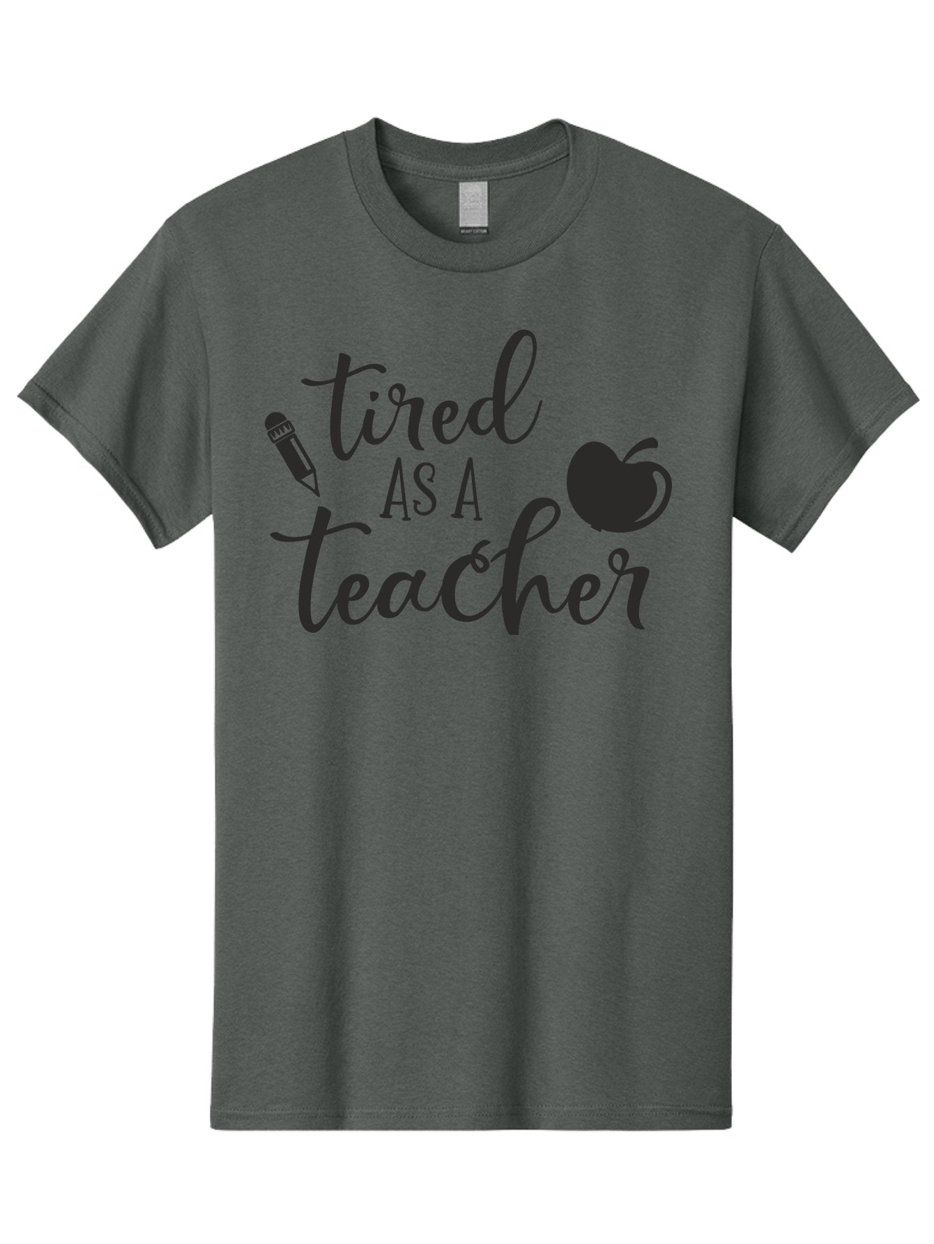 Tired-As-A-Teacher Men'S Graphic Tee, 100% Cotton, Comfortable Casual Summer Wear, Machine Washable, Tired As A Teacher, Teacher Quote, Funny Teacher Quote, Teacher Humor, Teacher Quotes, Apple, Pencil, Teacher Life Aad259 9