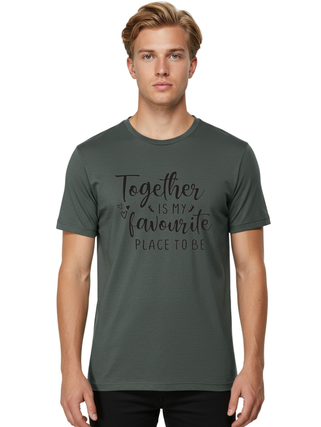 Together-Is-My-Favourite-Place-To-Be Men'S Graphic Tee, 100% Cotton, Comfortable Casual Summer Wear, Machine Washable, Together Forever, Love Quotes, Couple Goals, Romantic Quotes, Heartwarming Phrases, Togetherness, Relationship Quotes, Aad265 30
