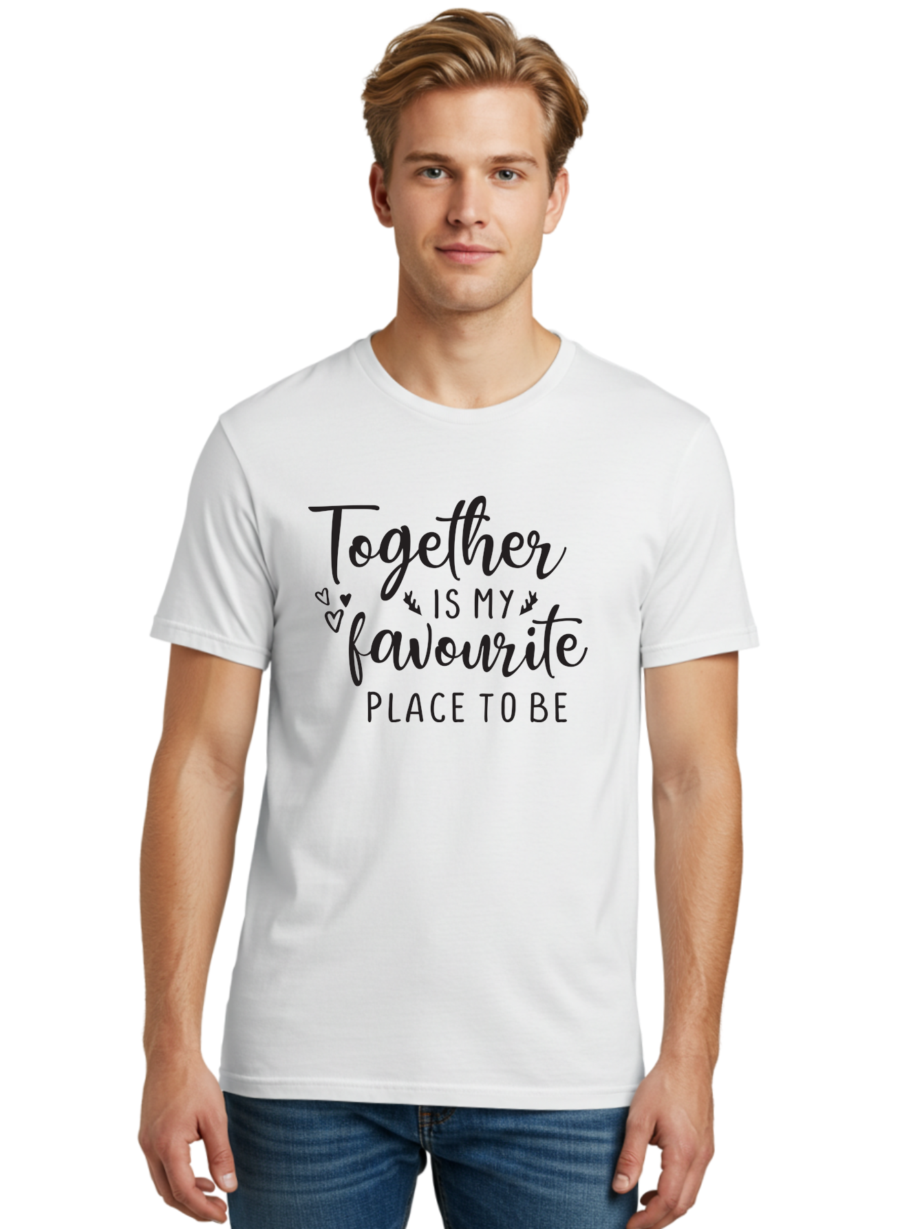 Together-Is-My-Favourite-Place-To-Be Men'S Graphic Tee, 100% Cotton, Comfortable Casual Summer Wear, Machine Washable, Together Forever, Love Quotes, Couple Goals, Romantic Quotes, Heartwarming Phrases, Togetherness, Relationship Quotes, Aad265 22