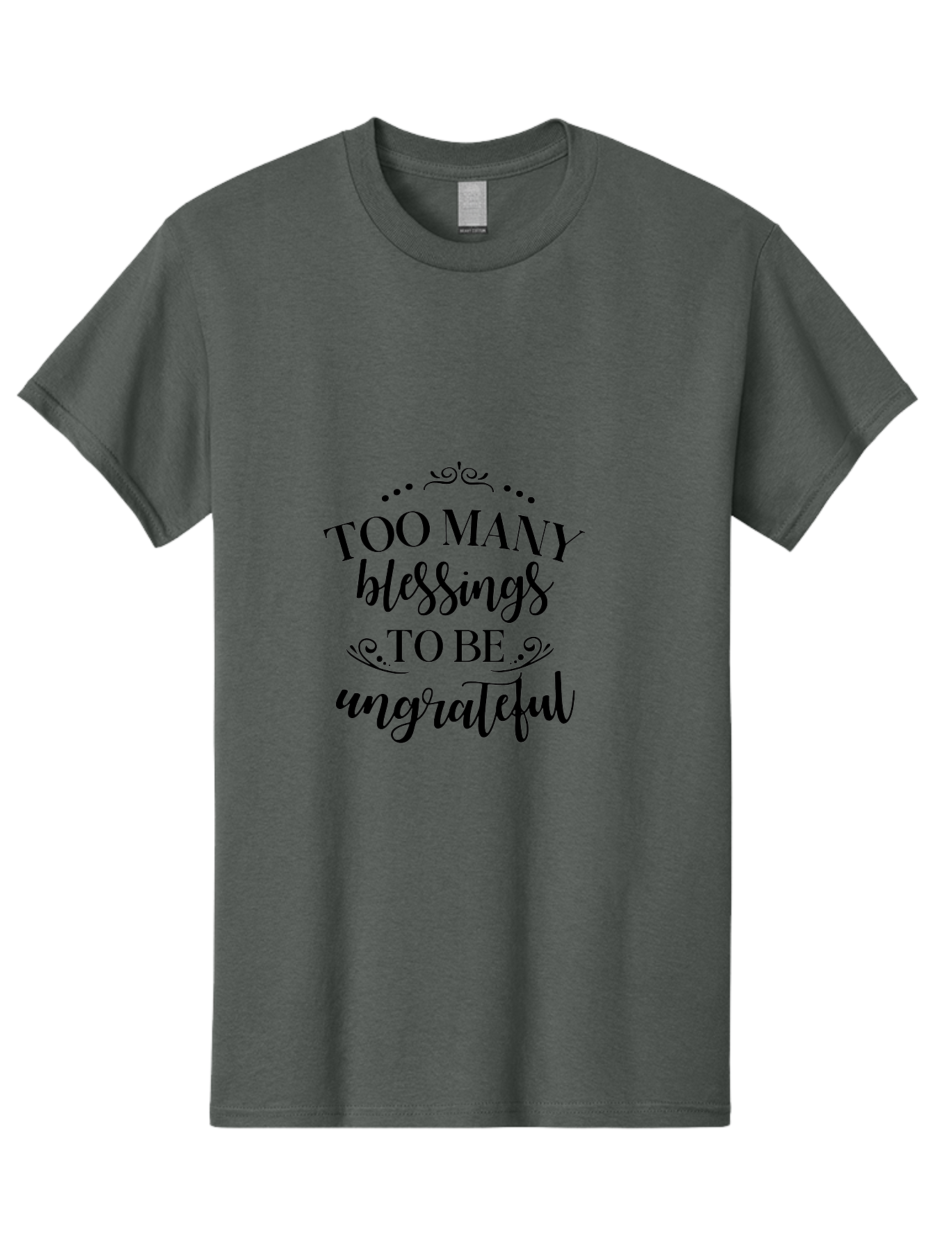 Too-Many-Blessings Men'S Graphic Tee, 100% Cotton, Comfortable Casual Summer Wear, Machine Washable, Inspirational Quote, Gratitude, Positivity, Blessings, Motivational Phrase, Too Many Blessings To Be Ungrateful, Black Text On Green Aad266 3