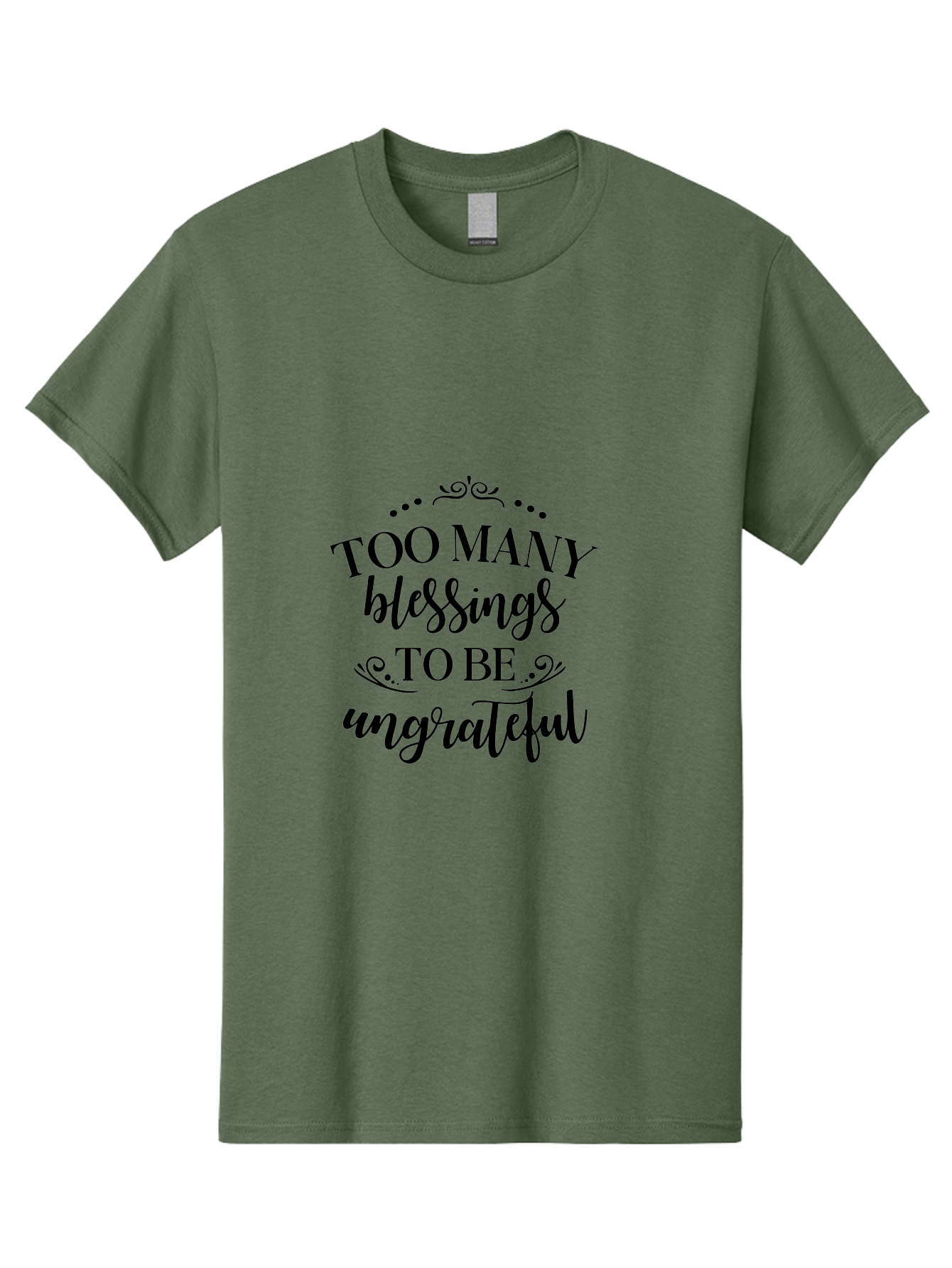 Too-Many-Blessings Men'S Graphic Tee, 100% Cotton, Comfortable Casual Summer Wear, Machine Washable, Inspirational Quote, Gratitude, Positivity, Blessings, Motivational Phrase, Too Many Blessings To Be Ungrateful, Black Text On Green Aad266 23