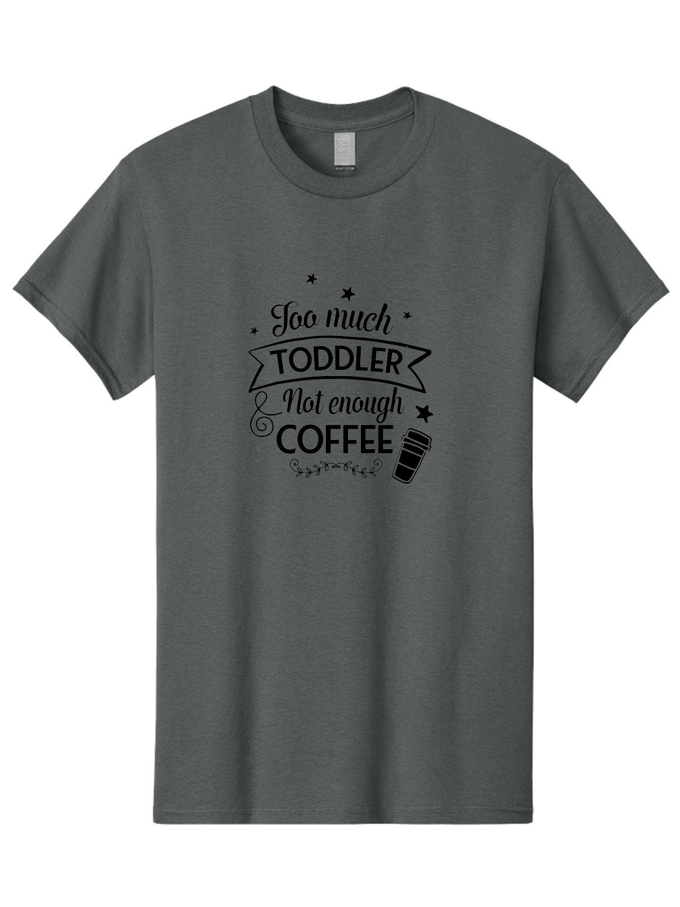 Too-Much-Toddler-Not-Enough-Coffee Men'S Graphic Tee, 100% Cotton, Comfortable Casual Summer Wear, Machine Washable, Funny Quote, Parenting Humor, Coffee Lover, Toddler Life, Mom Quote, Coffee Cup, Playful Design, Parenting Struggles, Aad267 25