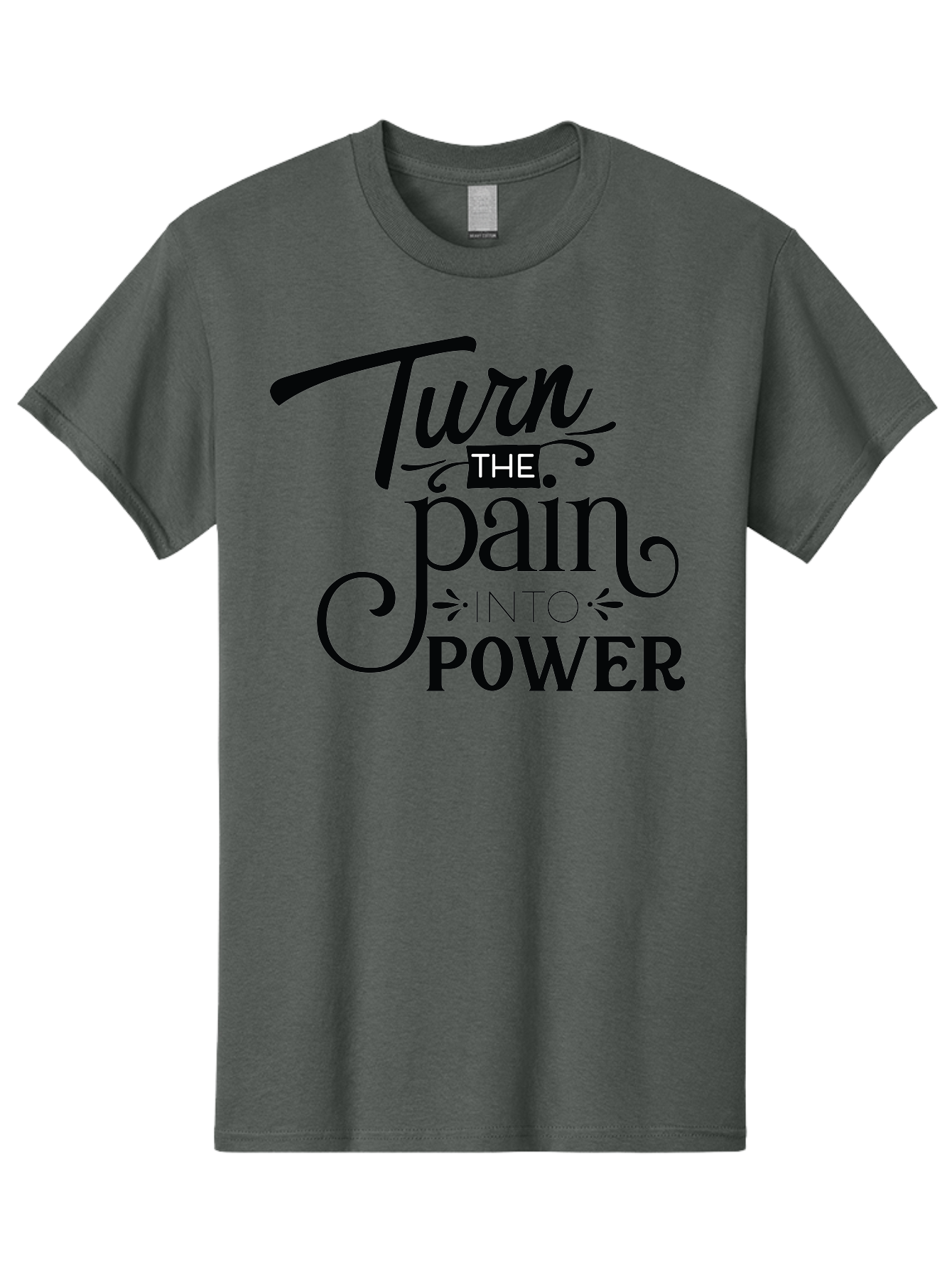 Turn-The-Pain-Into-Power Men'S Graphic Tee, 100% Cotton, Comfortable Casual Summer Wear, Machine Washable, Motivational Quote, Inspirational Phrase, Overcoming Adversity, Inner Strength, Personal Growth, Empowerment, Mental Toughness, Aad274 21