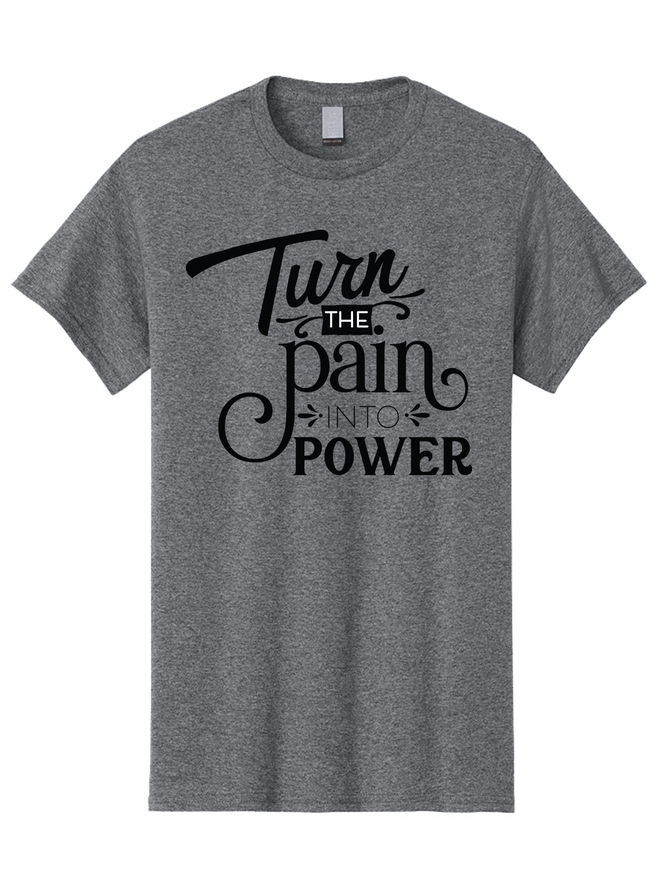 Turn-The-Pain-Into-Power Men'S Graphic Tee, 100% Cotton, Comfortable Casual Summer Wear, Machine Washable, Motivational Quote, Inspirational Phrase, Overcoming Adversity, Inner Strength, Personal Growth, Empowerment, Mental Toughness, Aad274 6