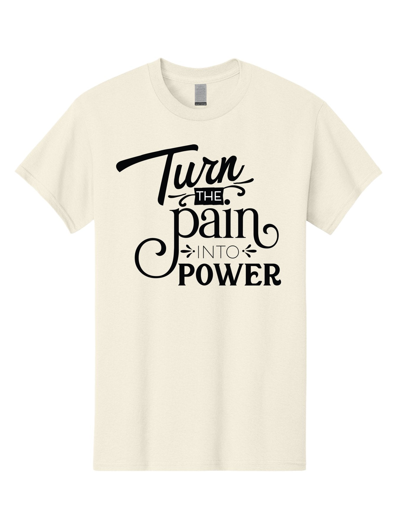 Turn-The-Pain-Into-Power Men'S Graphic Tee, 100% Cotton, Comfortable Casual Summer Wear, Machine Washable, Motivational Quote, Inspirational Phrase, Overcoming Adversity, Inner Strength, Personal Growth, Empowerment, Mental Toughness, Aad274 9