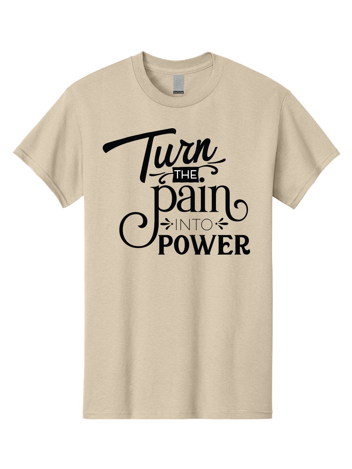 Turn-The-Pain-Into-Power Men'S Graphic Tee, 100% Cotton, Comfortable Casual Summer Wear, Machine Washable, Motivational Quote, Inspirational Phrase, Overcoming Adversity, Inner Strength, Personal Growth, Empowerment, Mental Toughness, Aad274 11
