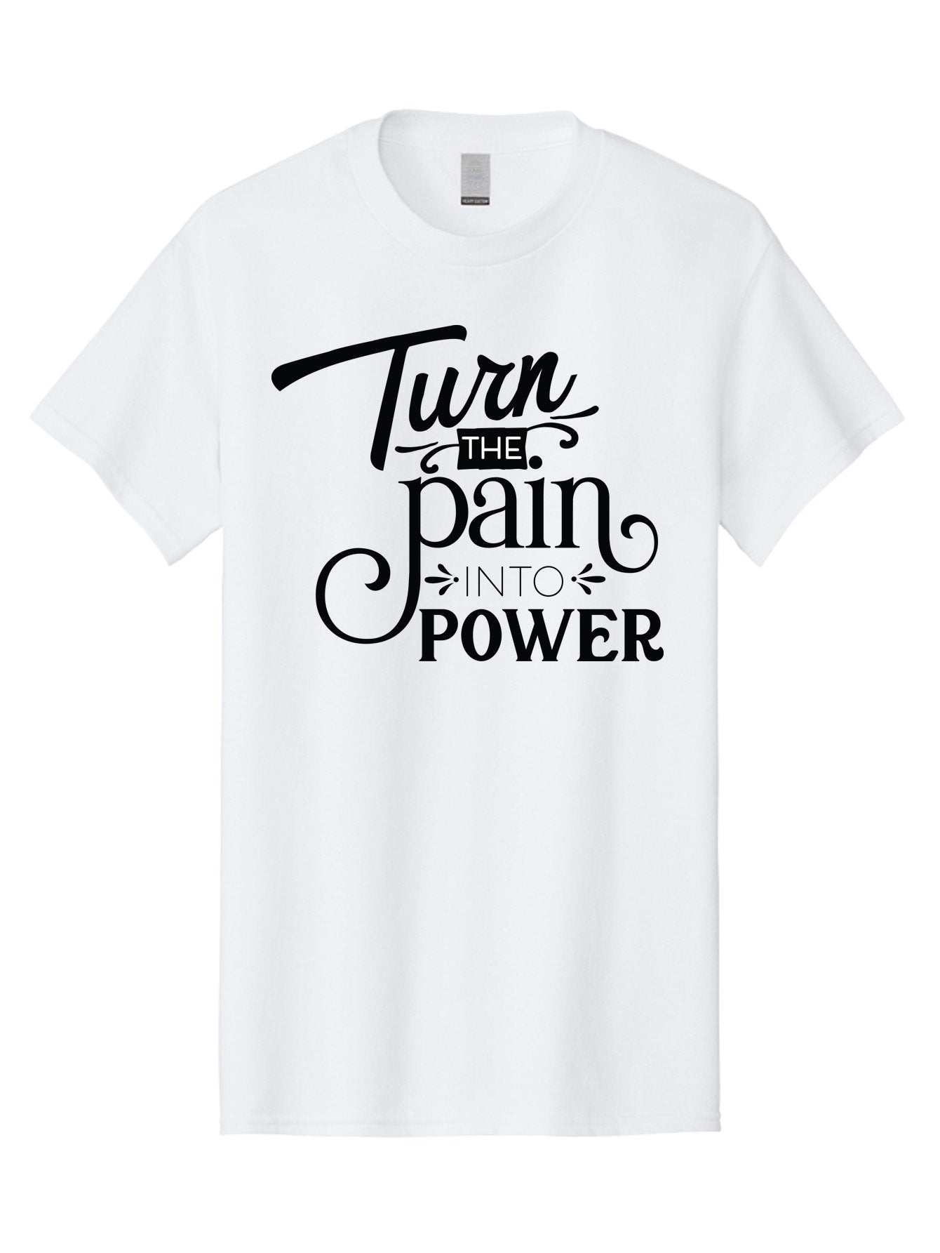 Turn-The-Pain-Into-Power Men'S Graphic Tee, 100% Cotton, Comfortable Casual Summer Wear, Machine Washable, Motivational Quote, Inspirational Phrase, Overcoming Adversity, Inner Strength, Personal Growth, Empowerment, Mental Toughness, Aad274