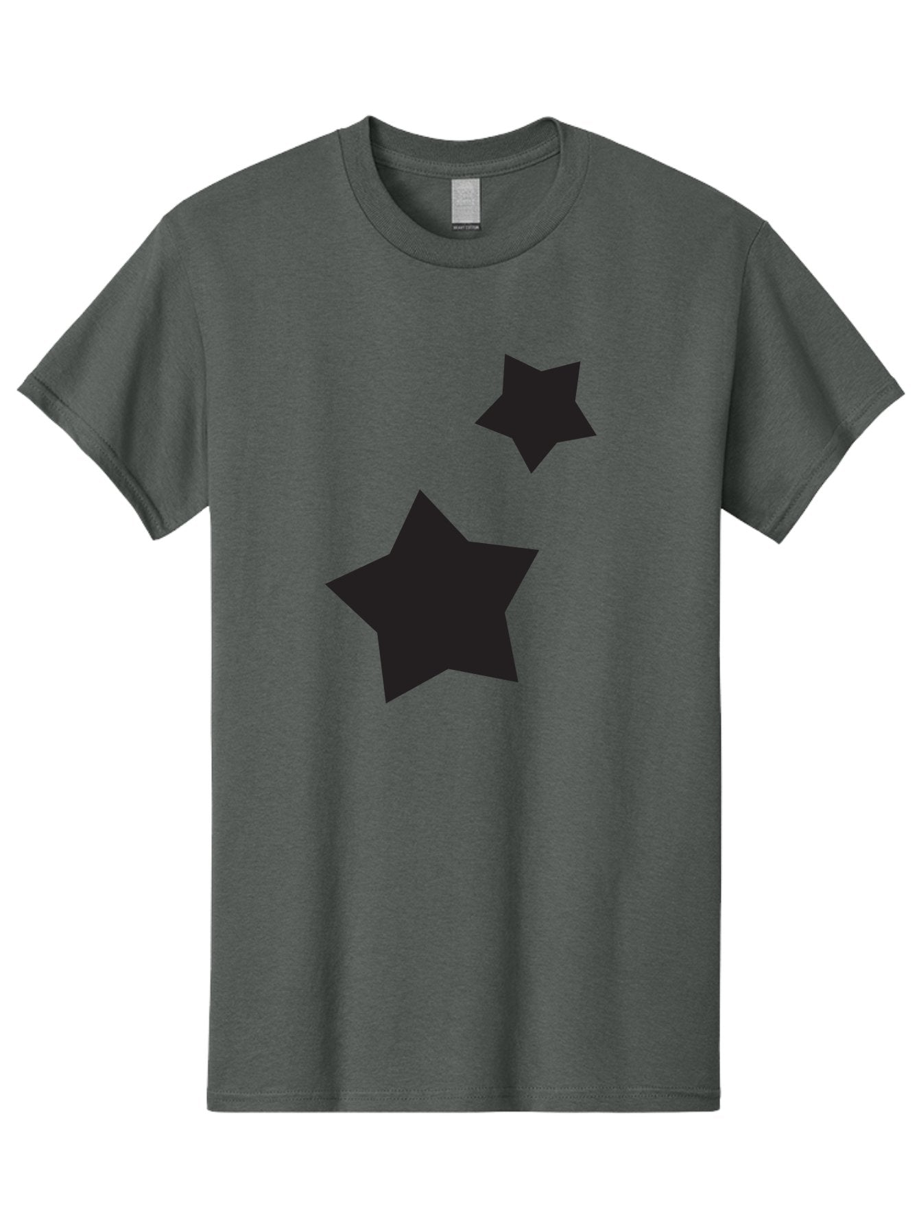 Two-Black-Stars Men'S Graphic Tee, 100% Cotton, Comfortable Casual Summer Wear, Machine Washable, Star Silhouettes, Black Stars, Simple Shapes, Minimalist Design, Abstract Art, Celestial Theme, Graphic Elements, Creative Design Aad275 3