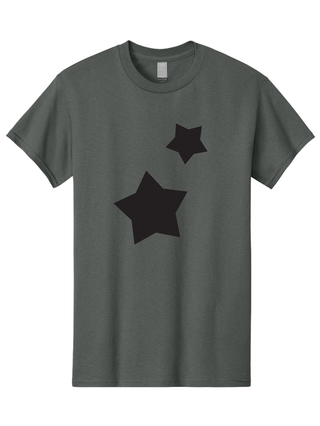 Two-Black-Stars Men'S Graphic Tee, 100% Cotton, Comfortable Casual Summer Wear, Machine Washable, Star Silhouettes, Black Stars, Simple Shapes, Minimalist Design, Abstract Art, Celestial Theme, Graphic Elements, Creative Design Aad275 17