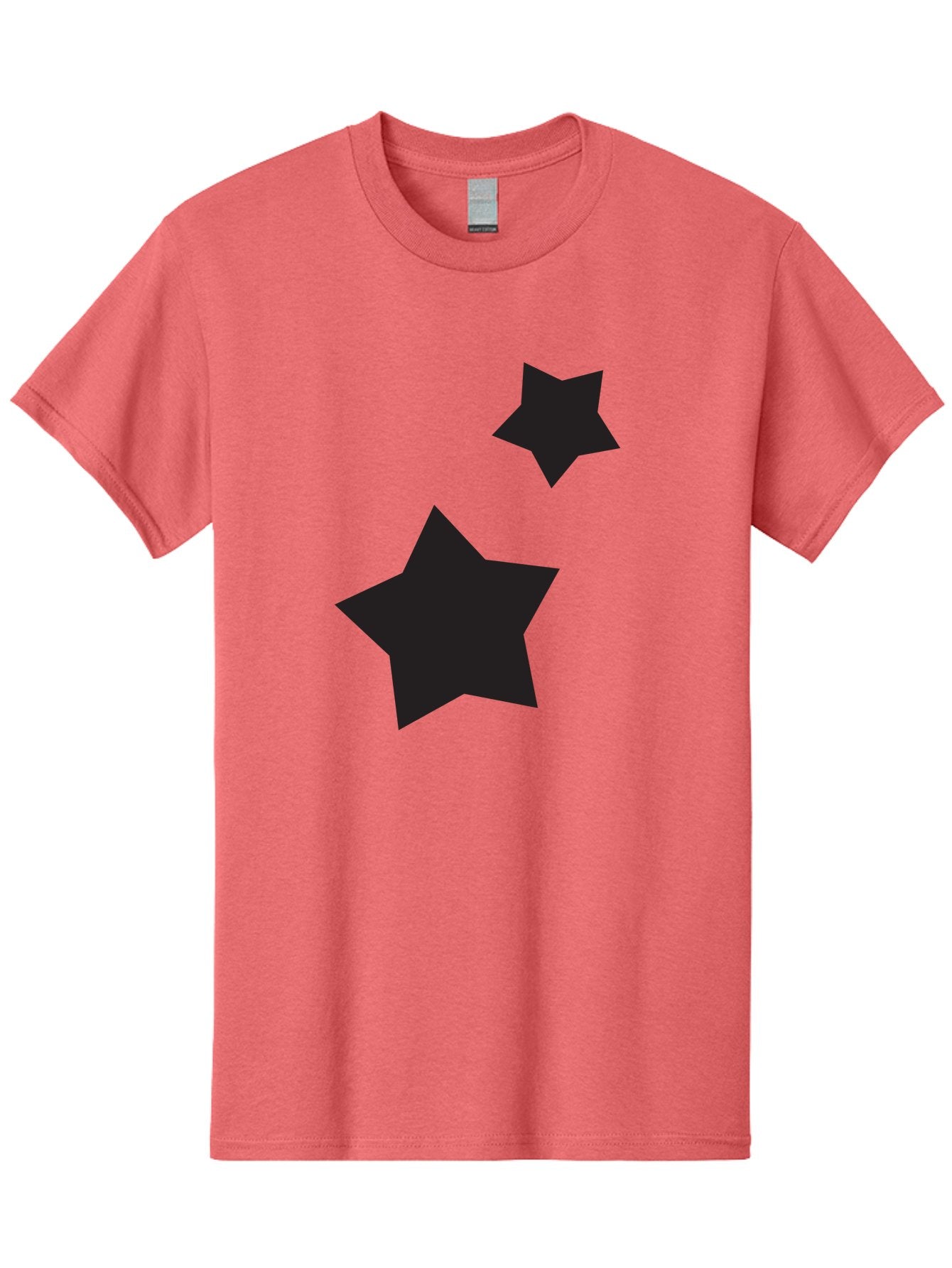 Two-Black-Stars Men'S Graphic Tee, 100% Cotton, Comfortable Casual Summer Wear, Machine Washable, Star Silhouettes, Black Stars, Simple Shapes, Minimalist Design, Abstract Art, Celestial Theme, Graphic Elements, Creative Design Aad275