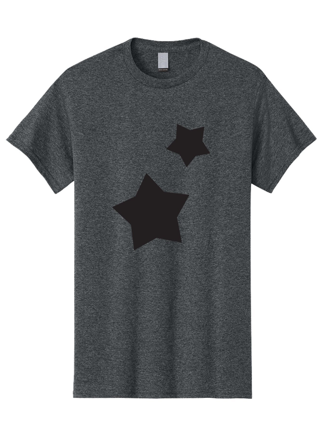 Two-Black-Stars Men'S Graphic Tee, 100% Cotton, Comfortable Casual Summer Wear, Machine Washable, Star Silhouettes, Black Stars, Simple Shapes, Minimalist Design, Abstract Art, Celestial Theme, Graphic Elements, Creative Design Aad275 5