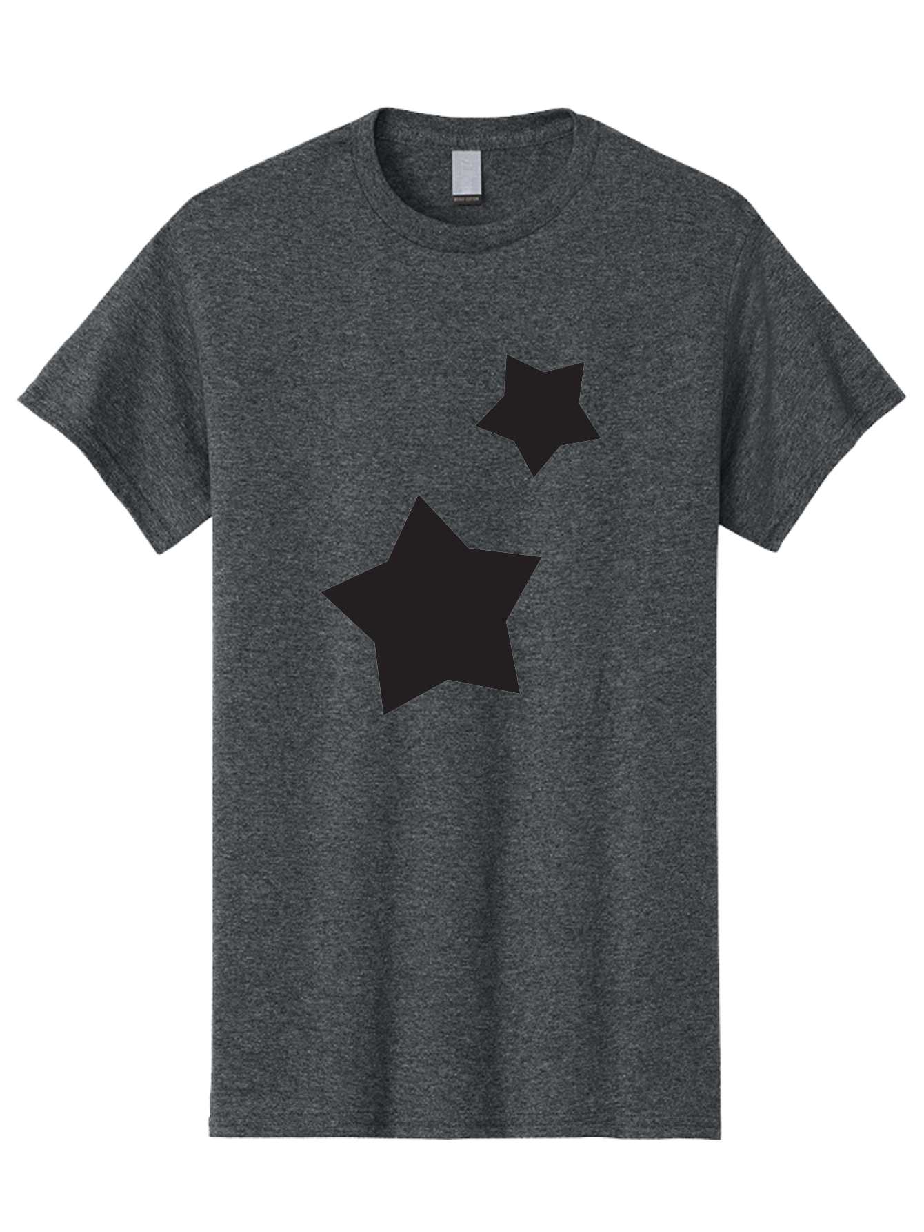 Two-Black-Stars Men'S Graphic Tee, 100% Cotton, Comfortable Casual Summer Wear, Machine Washable, Star Silhouettes, Black Stars, Simple Shapes, Minimalist Design, Abstract Art, Celestial Theme, Graphic Elements, Creative Design Aad275 15