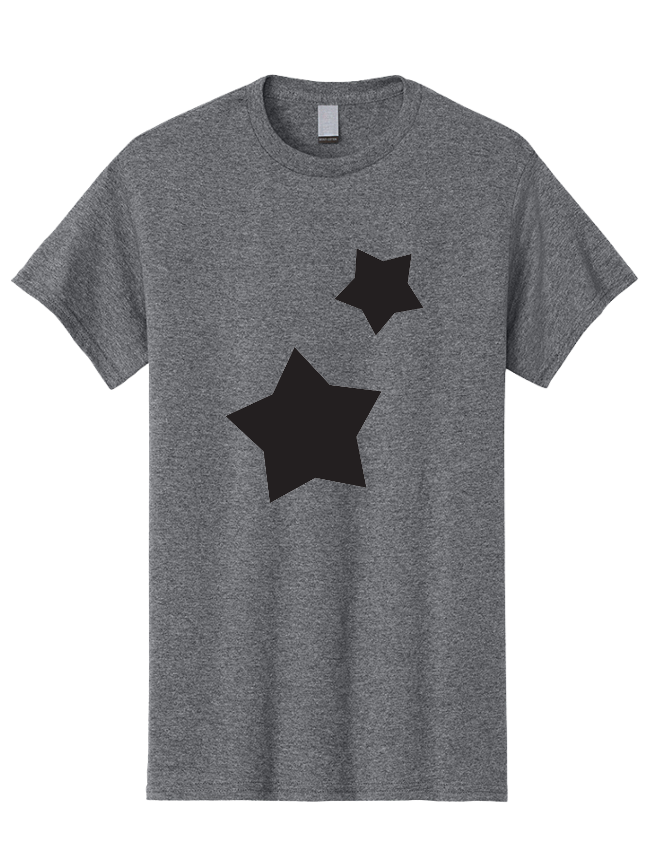 Two-Black-Stars Men'S Graphic Tee, 100% Cotton, Comfortable Casual Summer Wear, Machine Washable, Star Silhouettes, Black Stars, Simple Shapes, Minimalist Design, Abstract Art, Celestial Theme, Graphic Elements, Creative Design Aad275 7