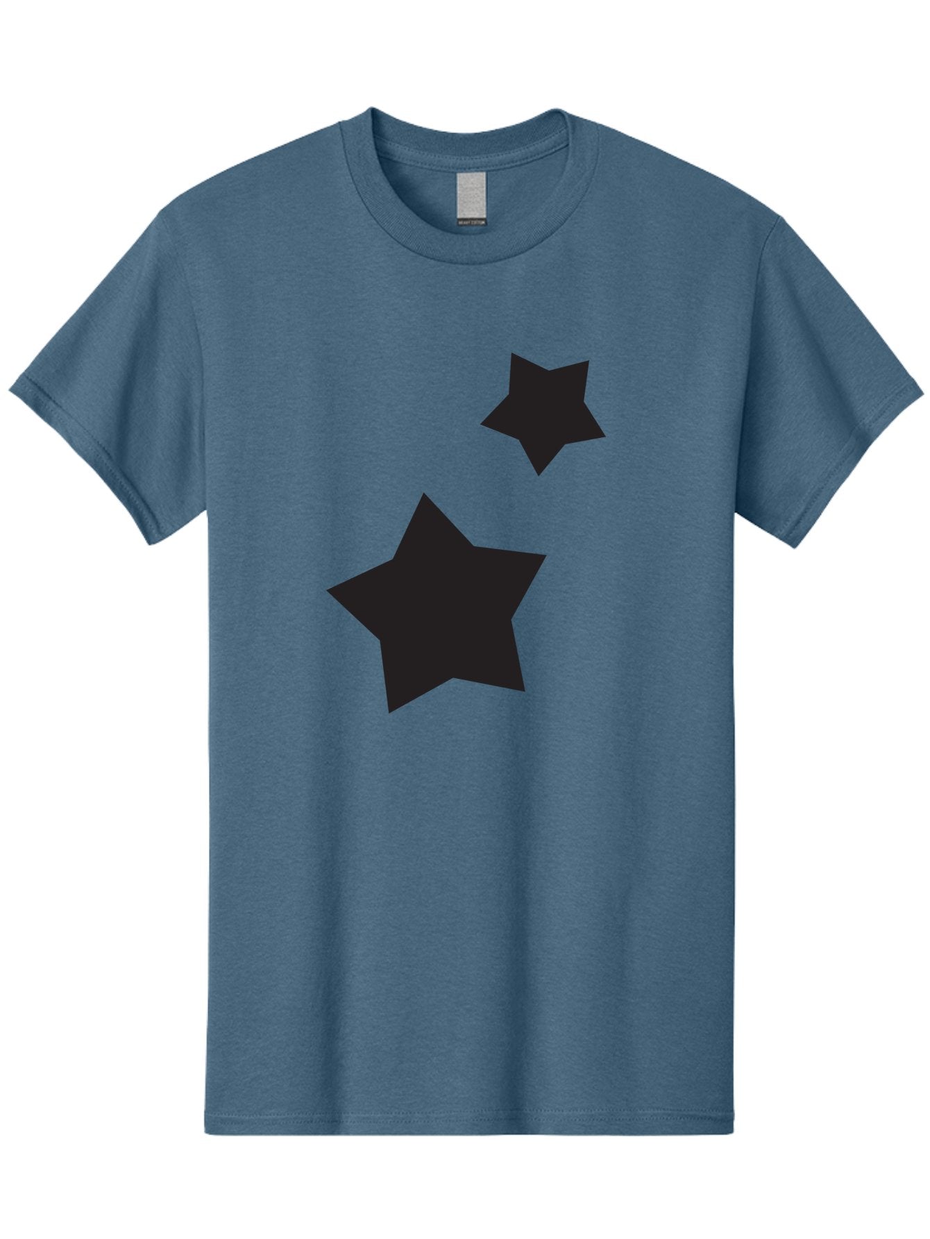 Two-Black-Stars Men'S Graphic Tee, 100% Cotton, Comfortable Casual Summer Wear, Machine Washable, Star Silhouettes, Black Stars, Simple Shapes, Minimalist Design, Abstract Art, Celestial Theme, Graphic Elements, Creative Design Aad275 8