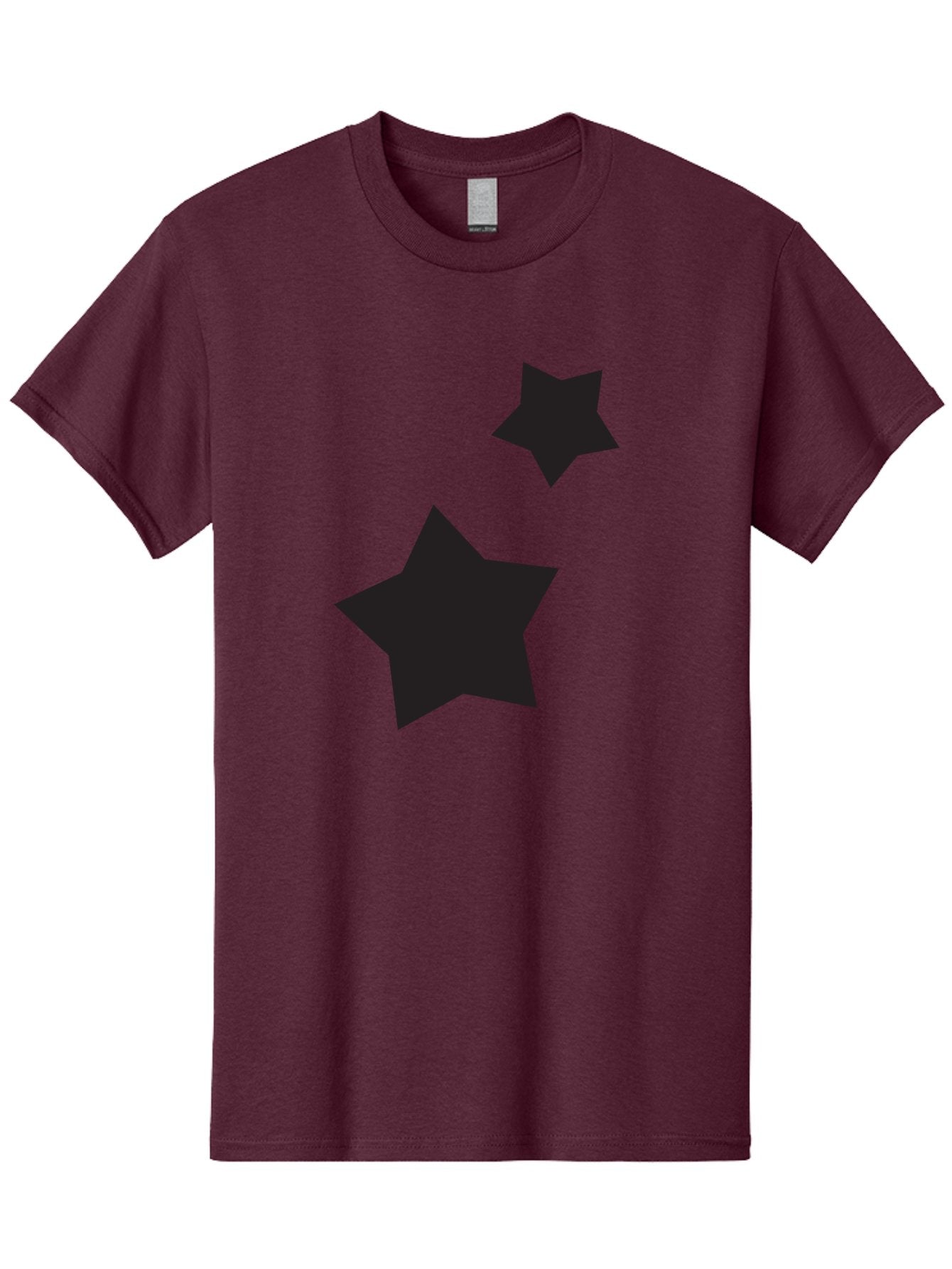 Two-Black-Stars Men'S Graphic Tee, 100% Cotton, Comfortable Casual Summer Wear, Machine Washable, Star Silhouettes, Black Stars, Simple Shapes, Minimalist Design, Abstract Art, Celestial Theme, Graphic Elements, Creative Design Aad275