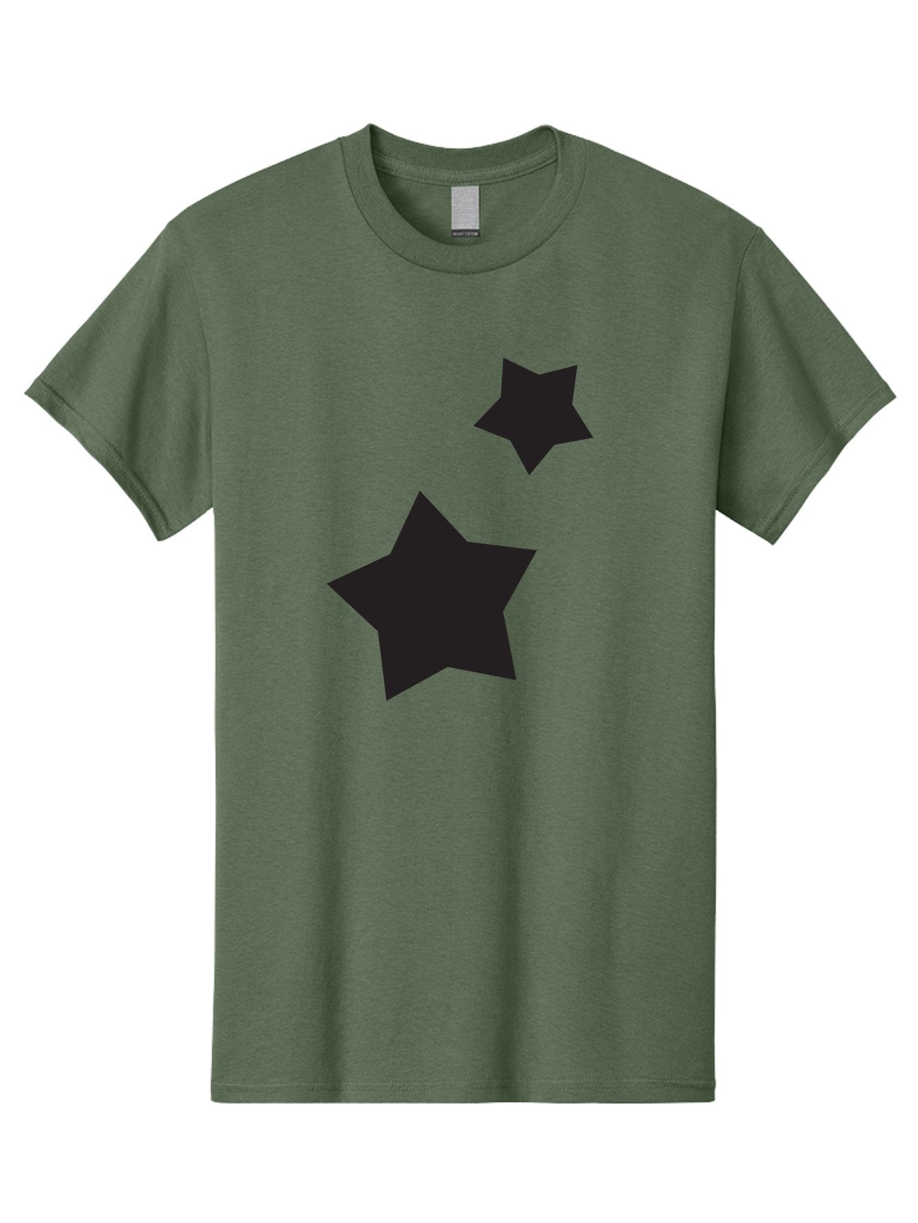 Two-Black-Stars Men'S Graphic Tee, 100% Cotton, Comfortable Casual Summer Wear, Machine Washable, Star Silhouettes, Black Stars, Simple Shapes, Minimalist Design, Abstract Art, Celestial Theme, Graphic Elements, Creative Design Aad275 15