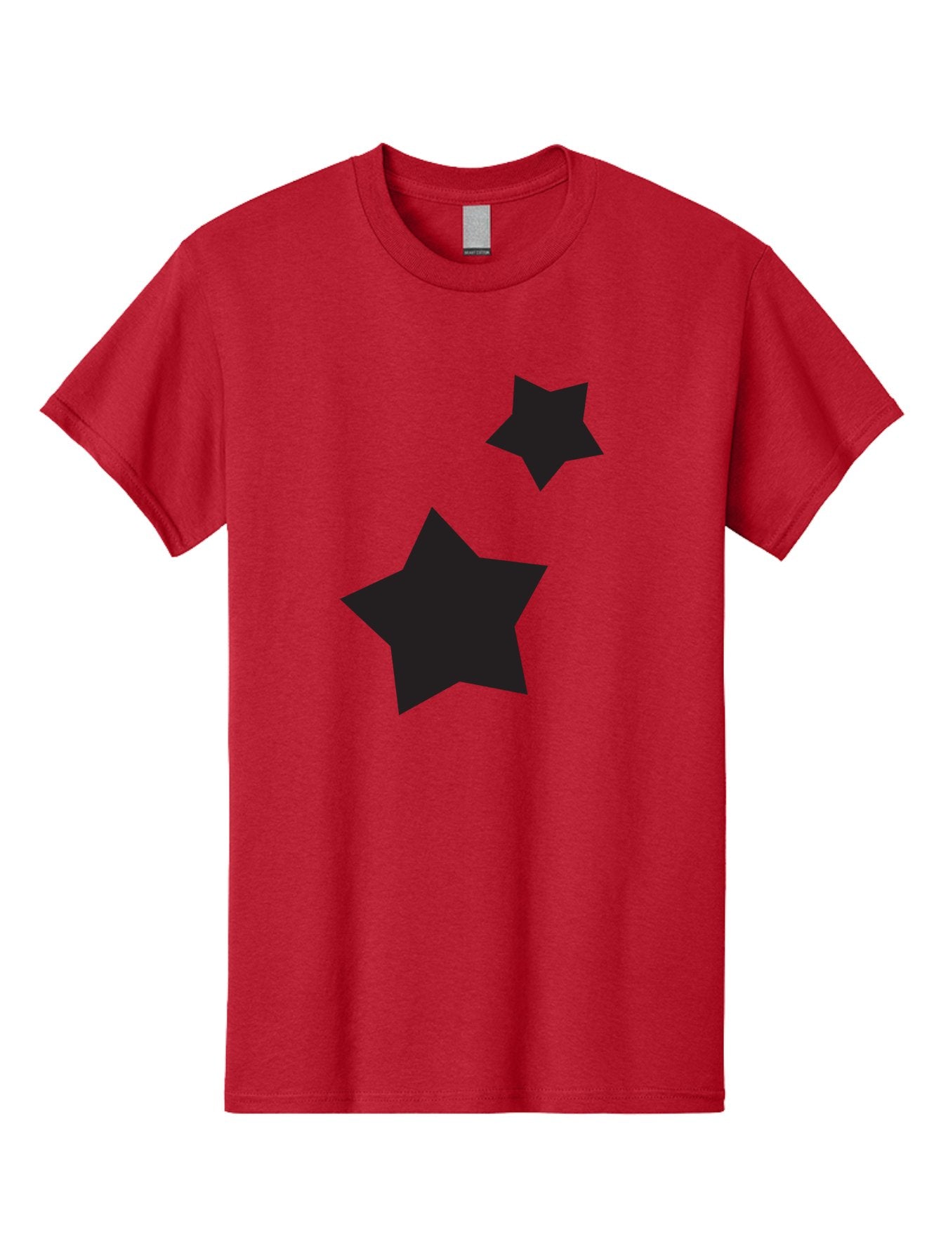 Two-Black-Stars Men'S Graphic Tee, 100% Cotton, Comfortable Casual Summer Wear, Machine Washable, Star Silhouettes, Black Stars, Simple Shapes, Minimalist Design, Abstract Art, Celestial Theme, Graphic Elements, Creative Design Aad275 9