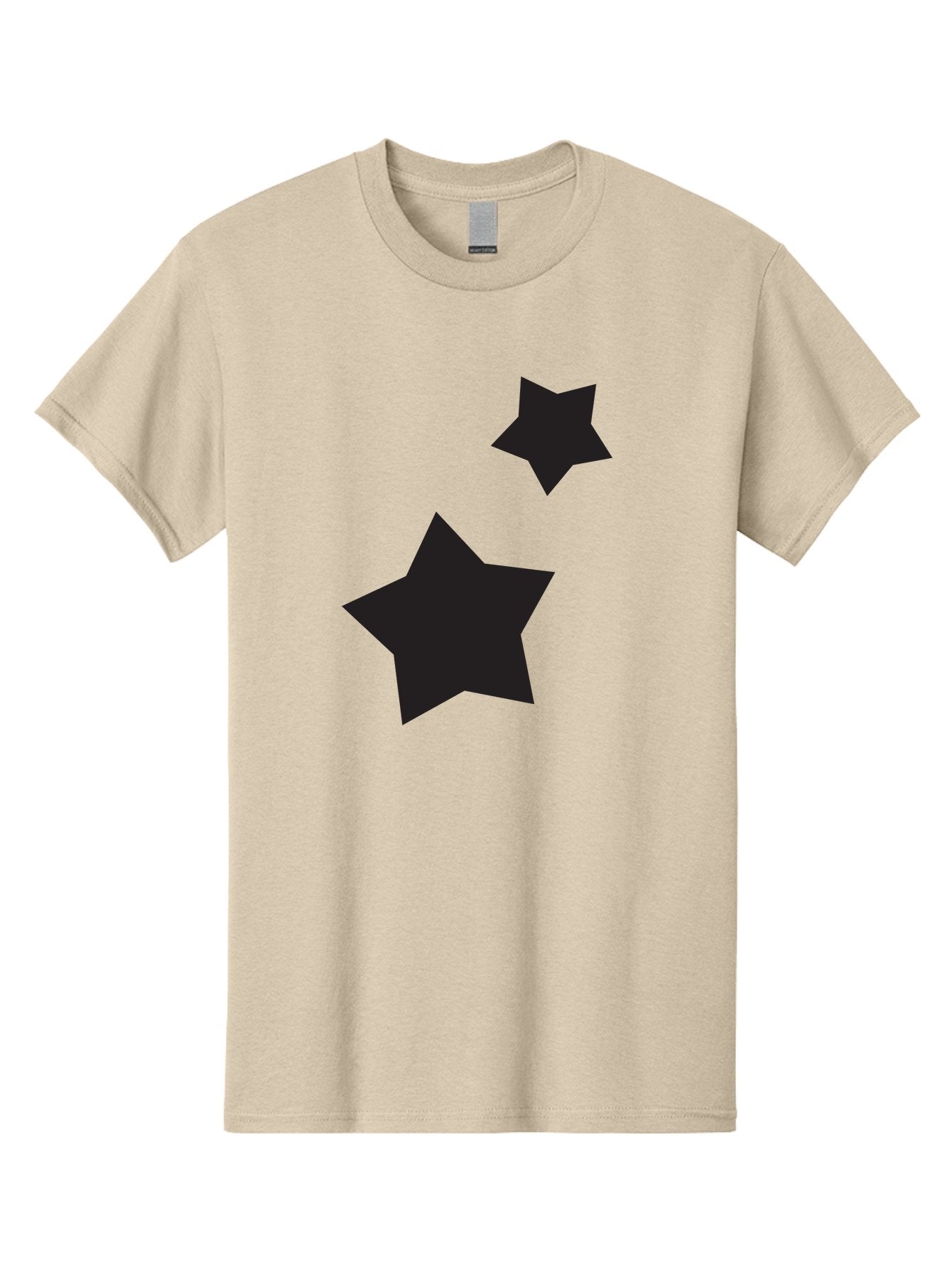 Two-Black-Stars Men'S Graphic Tee, 100% Cotton, Comfortable Casual Summer Wear, Machine Washable, Star Silhouettes, Black Stars, Simple Shapes, Minimalist Design, Abstract Art, Celestial Theme, Graphic Elements, Creative Design Aad275 12