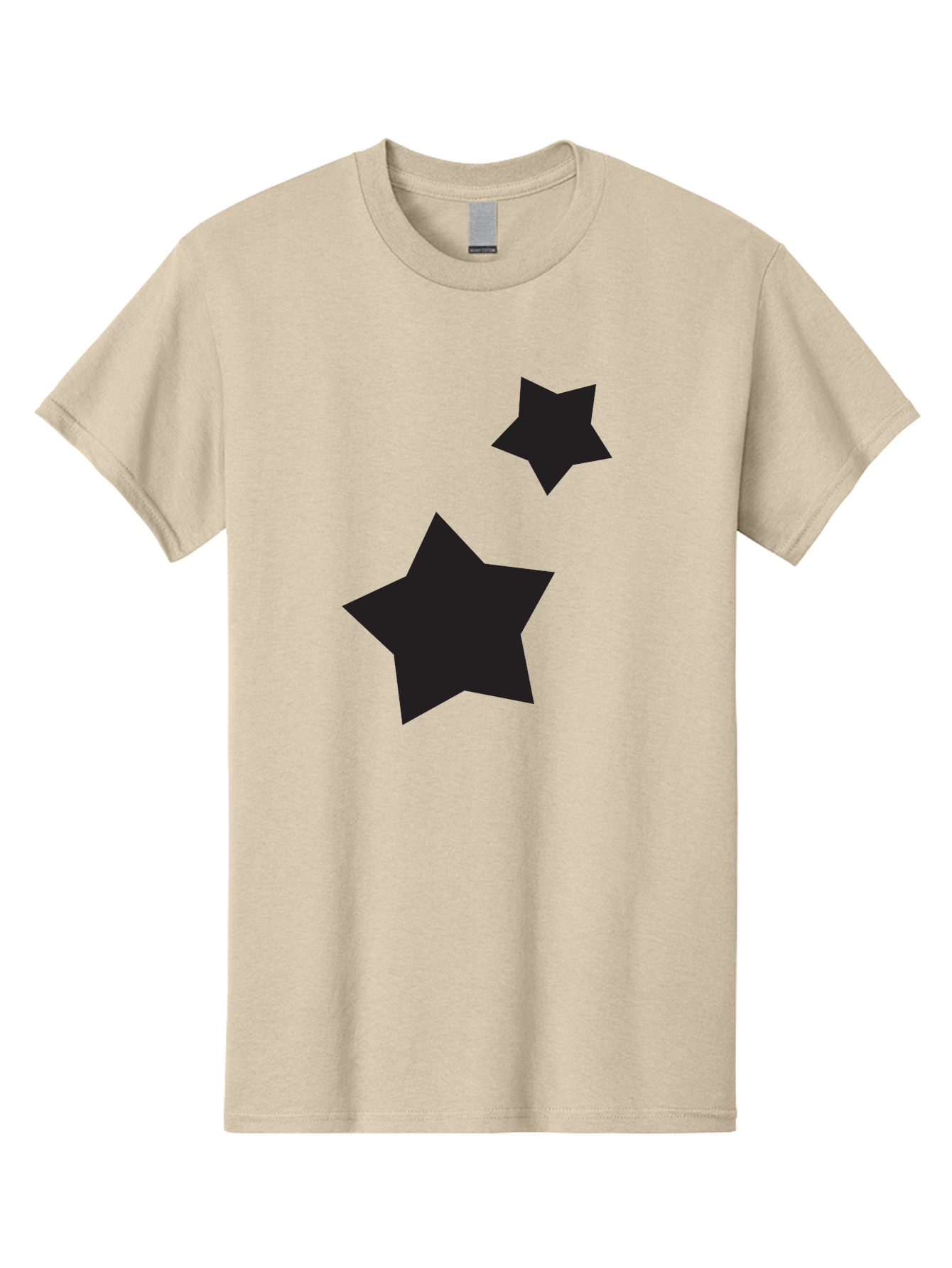Two-Black-Stars Men'S Graphic Tee, 100% Cotton, Comfortable Casual Summer Wear, Machine Washable, Star Silhouettes, Black Stars, Simple Shapes, Minimalist Design, Abstract Art, Celestial Theme, Graphic Elements, Creative Design Aad275 5