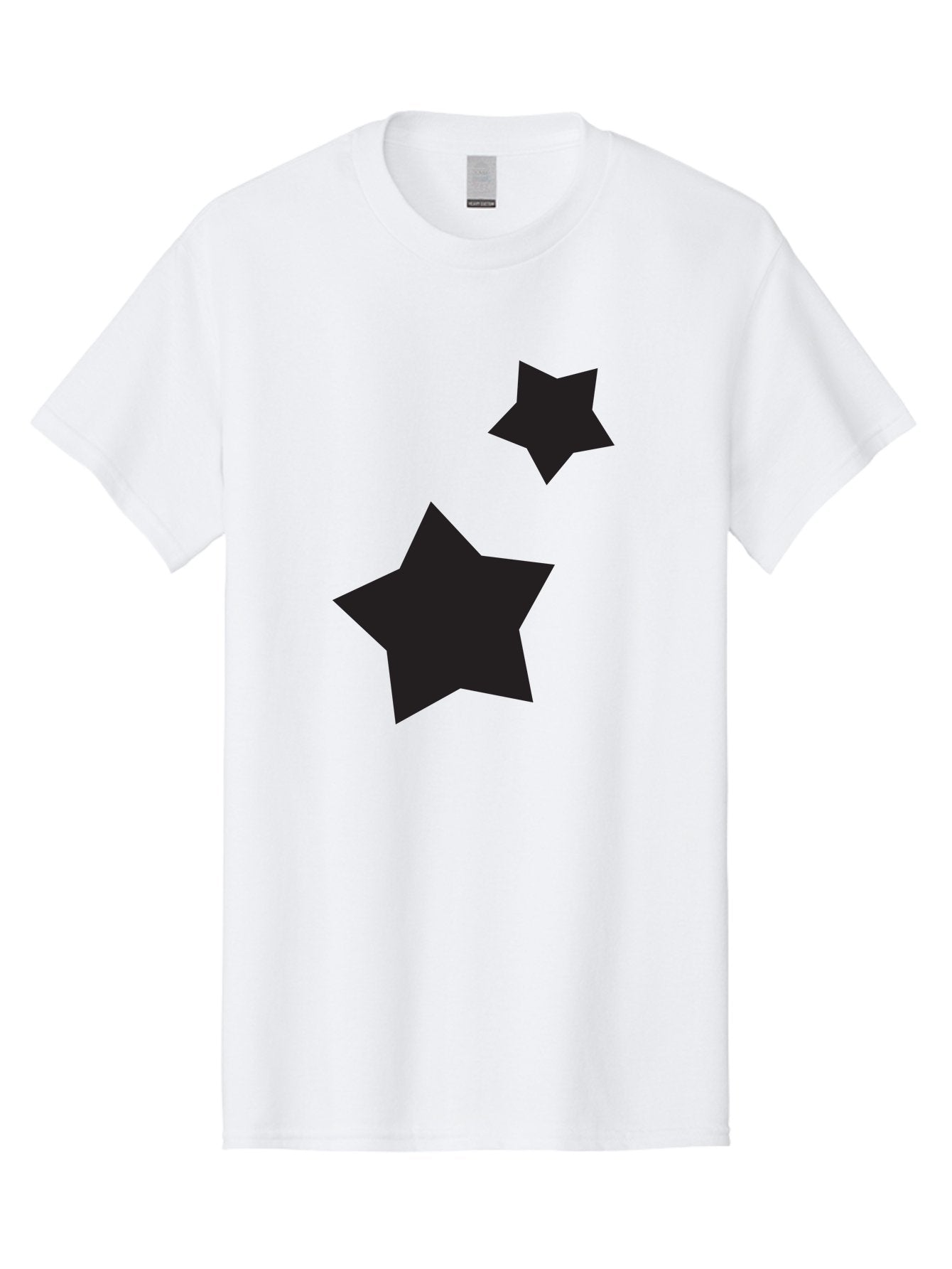 Two-Black-Stars Men'S Graphic Tee, 100% Cotton, Comfortable Casual Summer Wear, Machine Washable, Star Silhouettes, Black Stars, Simple Shapes, Minimalist Design, Abstract Art, Celestial Theme, Graphic Elements, Creative Design Aad275 6