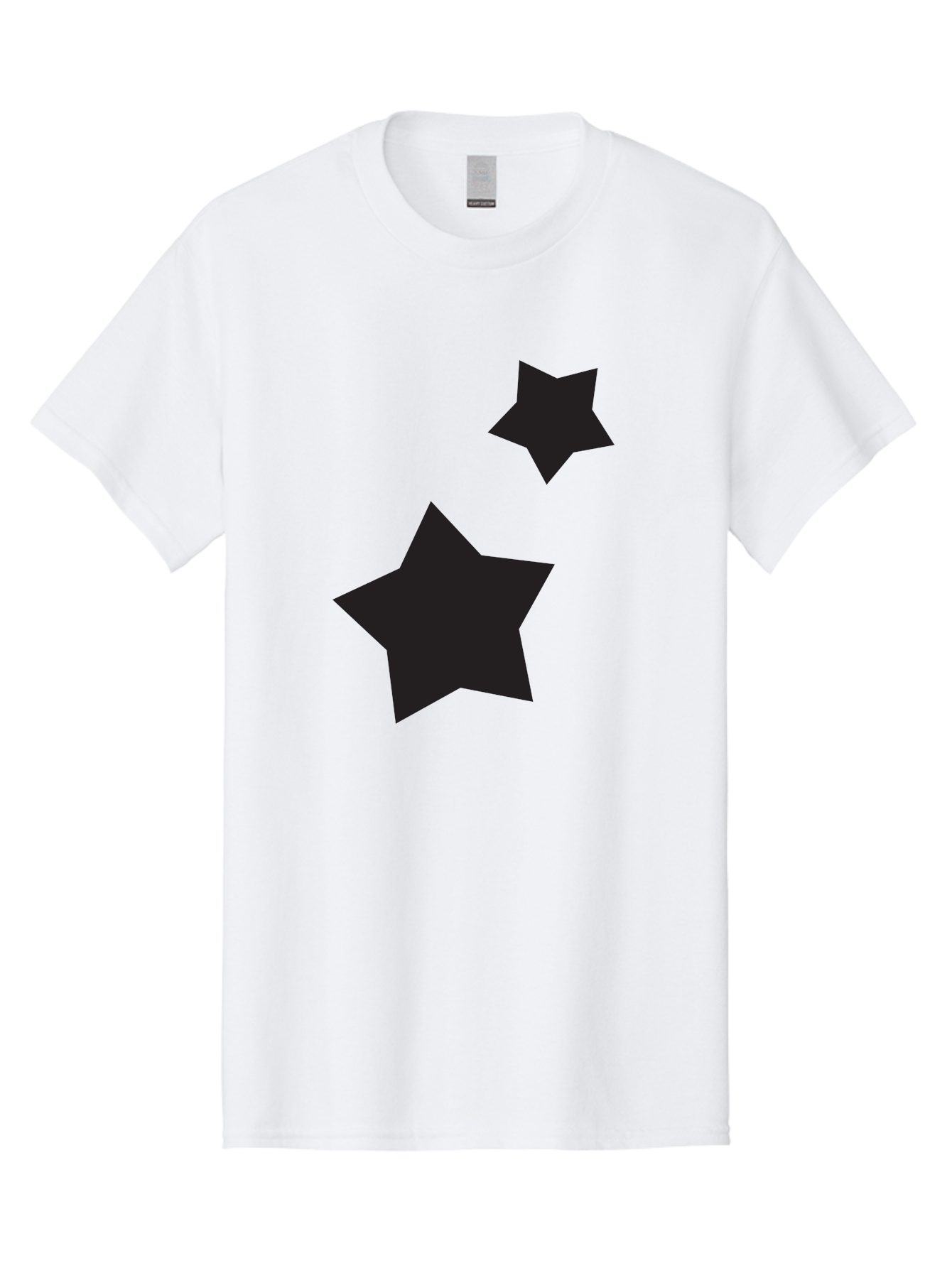Two-Black-Stars Men'S Graphic Tee, 100% Cotton, Comfortable Casual Summer Wear, Machine Washable, Star Silhouettes, Black Stars, Simple Shapes, Minimalist Design, Abstract Art, Celestial Theme, Graphic Elements, Creative Design Aad275 13