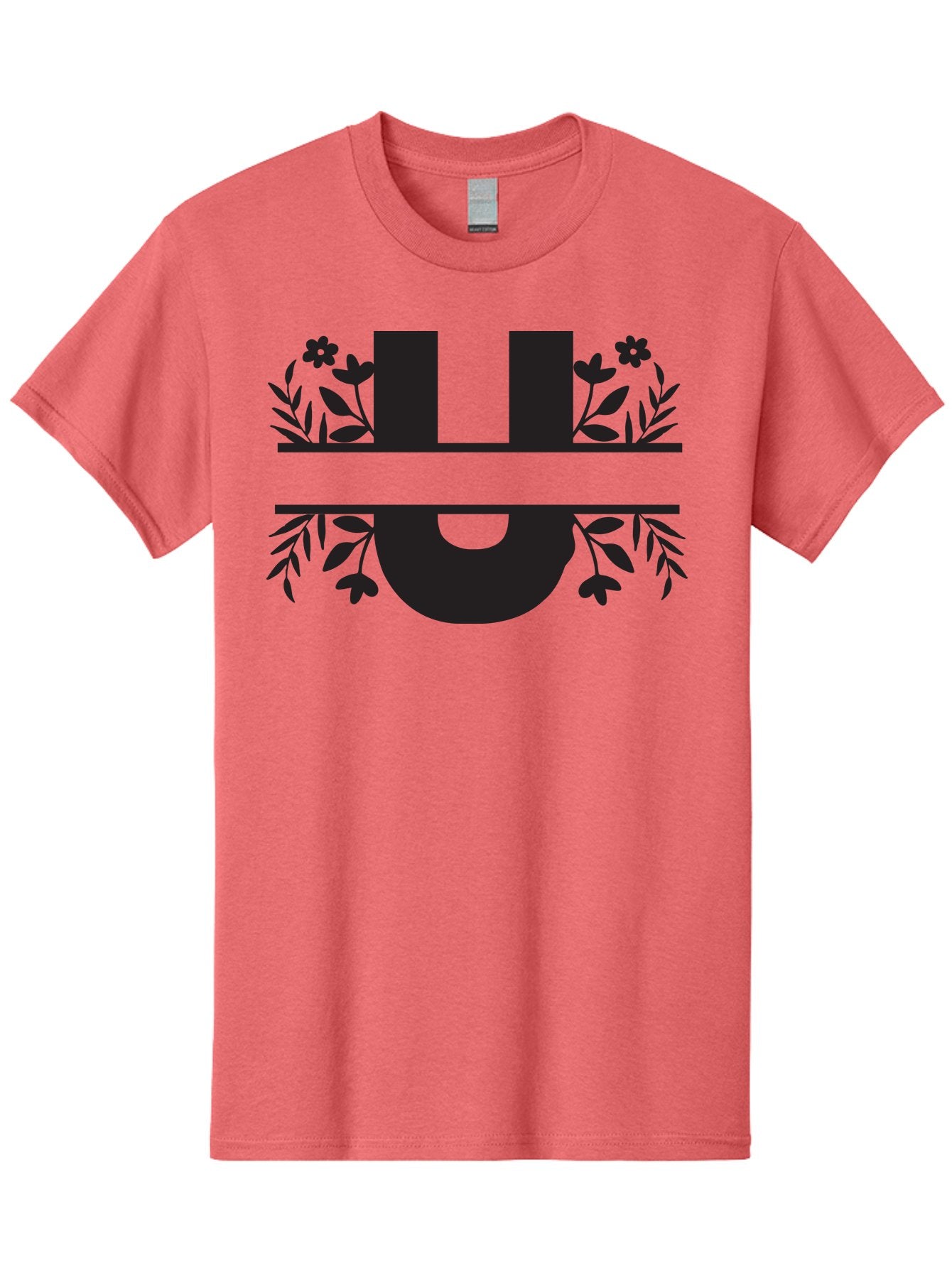 U-1 Men'S Graphic Tee, 100% Cotton, Comfortable Casual Summer Wear, Machine Washable, Floral Logo, Stylized Lettering, Black Silhouette, Leafy Vines, Floral Motifs, Elegant Design, Modern Aesthetic Aad276 5