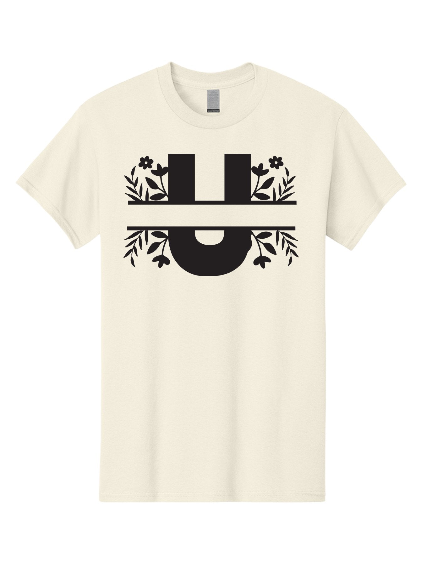 U-1 Men'S Graphic Tee, 100% Cotton, Comfortable Casual Summer Wear, Machine Washable, Floral Logo, Stylized Lettering, Black Silhouette, Leafy Vines, Floral Motifs, Elegant Design, Modern Aesthetic Aad276 9