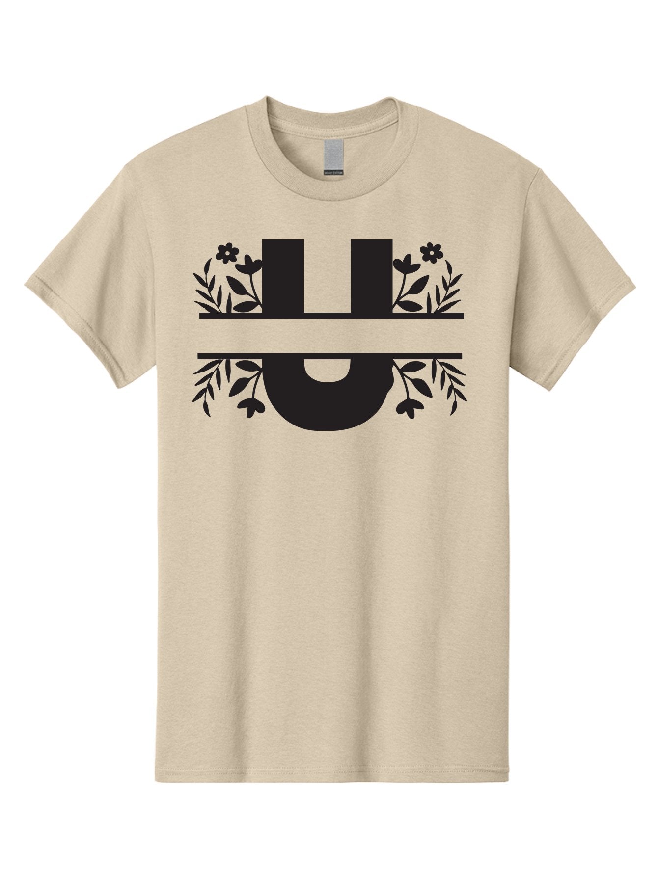 U-1 Men'S Graphic Tee, 100% Cotton, Comfortable Casual Summer Wear, Machine Washable, Floral Logo, Stylized Lettering, Black Silhouette, Leafy Vines, Floral Motifs, Elegant Design, Modern Aesthetic Aad276 15