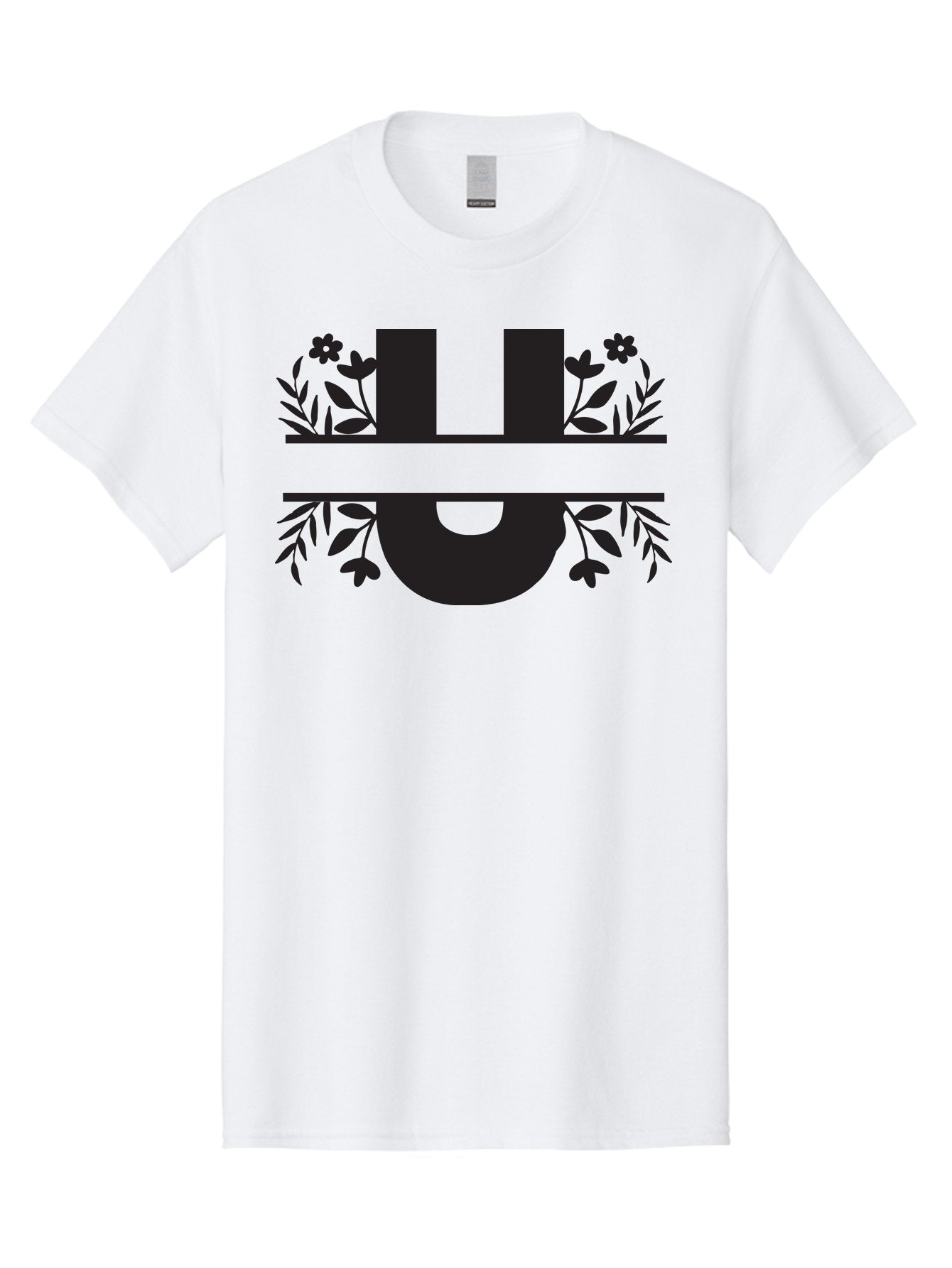 U-1 Men'S Graphic Tee, 100% Cotton, Comfortable Casual Summer Wear, Machine Washable, Floral Logo, Stylized Lettering, Black Silhouette, Leafy Vines, Floral Motifs, Elegant Design, Modern Aesthetic Aad276 3