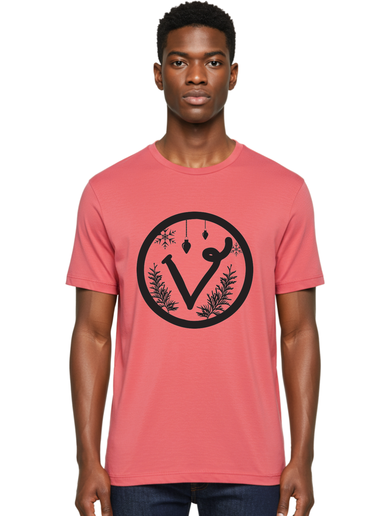 V-Rune-Symbol Men'S Graphic Tee, 100% Cotton, Comfortable Casual Summer Wear, Machine Washable, V Rune Symbol, Norse Mythology, Ancient Runes, Mystical Symbols, Winter Solstice, Snowflakes, Hanging Ornaments, Fir Branches, Mysticism, Aad279 12