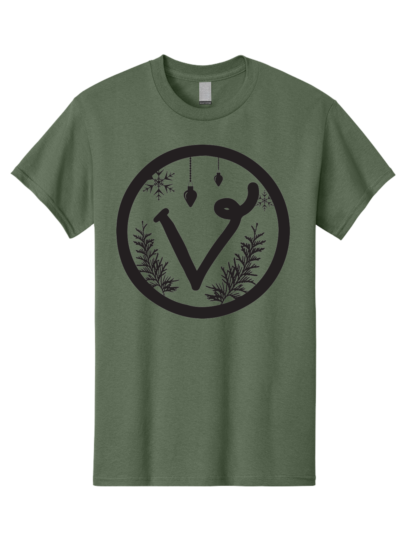 V-Rune-Symbol Men'S Graphic Tee, 100% Cotton, Comfortable Casual Summer Wear, Machine Washable, V Rune Symbol, Norse Mythology, Ancient Runes, Mystical Symbols, Winter Solstice, Snowflakes, Hanging Ornaments, Fir Branches, Mysticism, Aad279 9