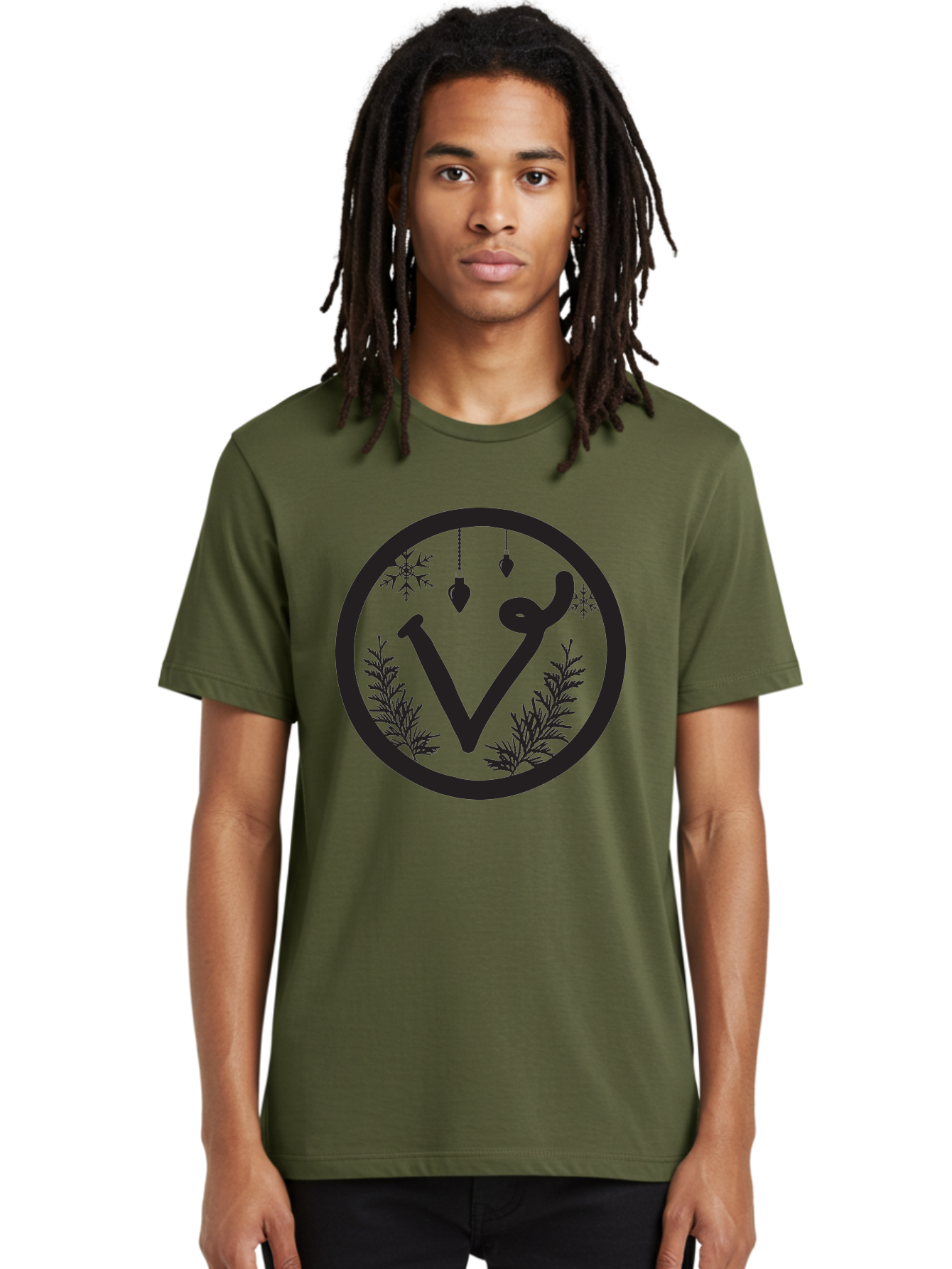 V-Rune-Symbol Men'S Graphic Tee, 100% Cotton, Comfortable Casual Summer Wear, Machine Washable, V Rune Symbol, Norse Mythology, Ancient Runes, Mystical Symbols, Winter Solstice, Snowflakes, Hanging Ornaments, Fir Branches, Mysticism, Aad279 10
