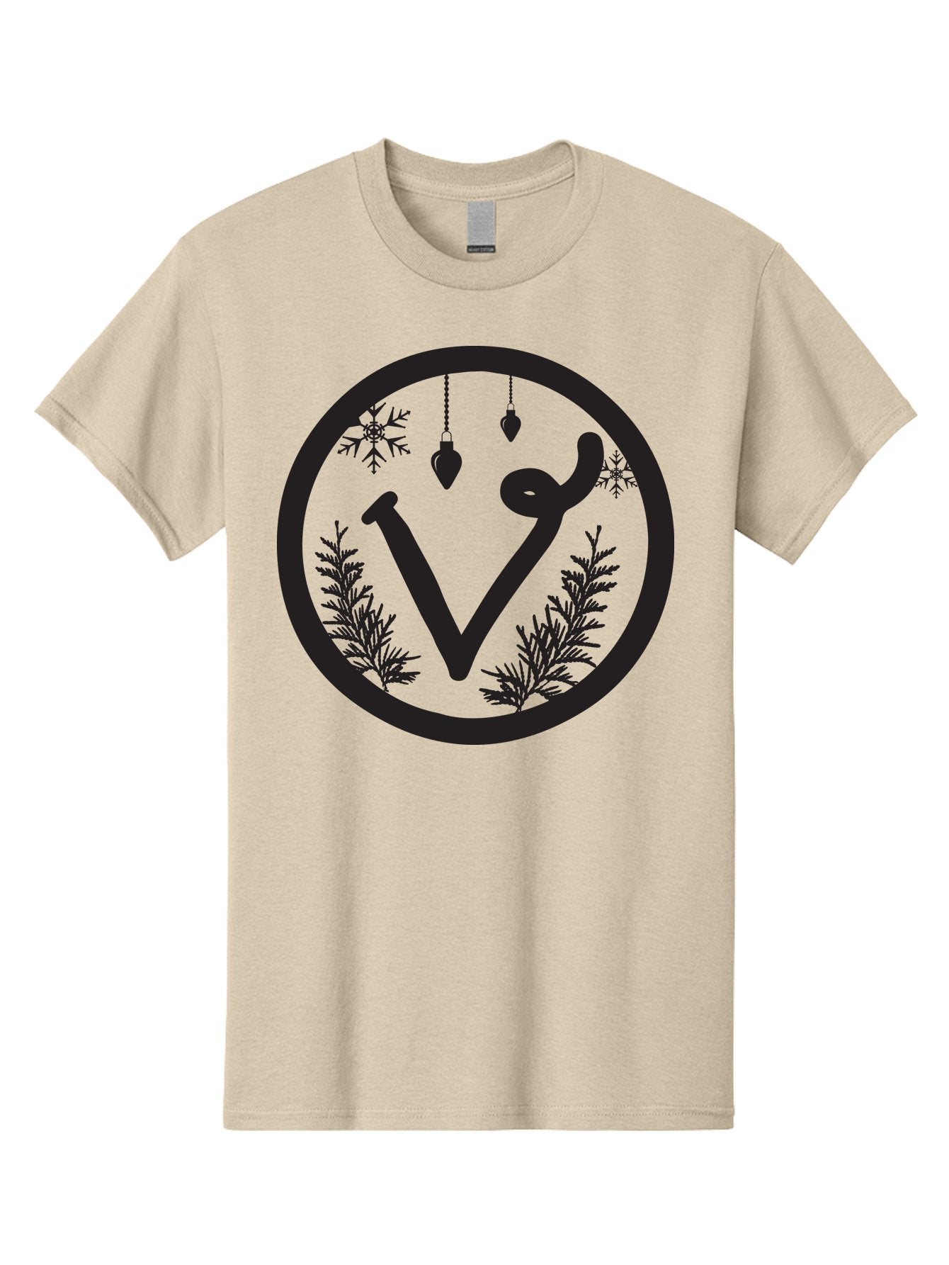V-Rune-Symbol Men'S Graphic Tee, 100% Cotton, Comfortable Casual Summer Wear, Machine Washable, V Rune Symbol, Norse Mythology, Ancient Runes, Mystical Symbols, Winter Solstice, Snowflakes, Hanging Ornaments, Fir Branches, Mysticism, Aad279 4