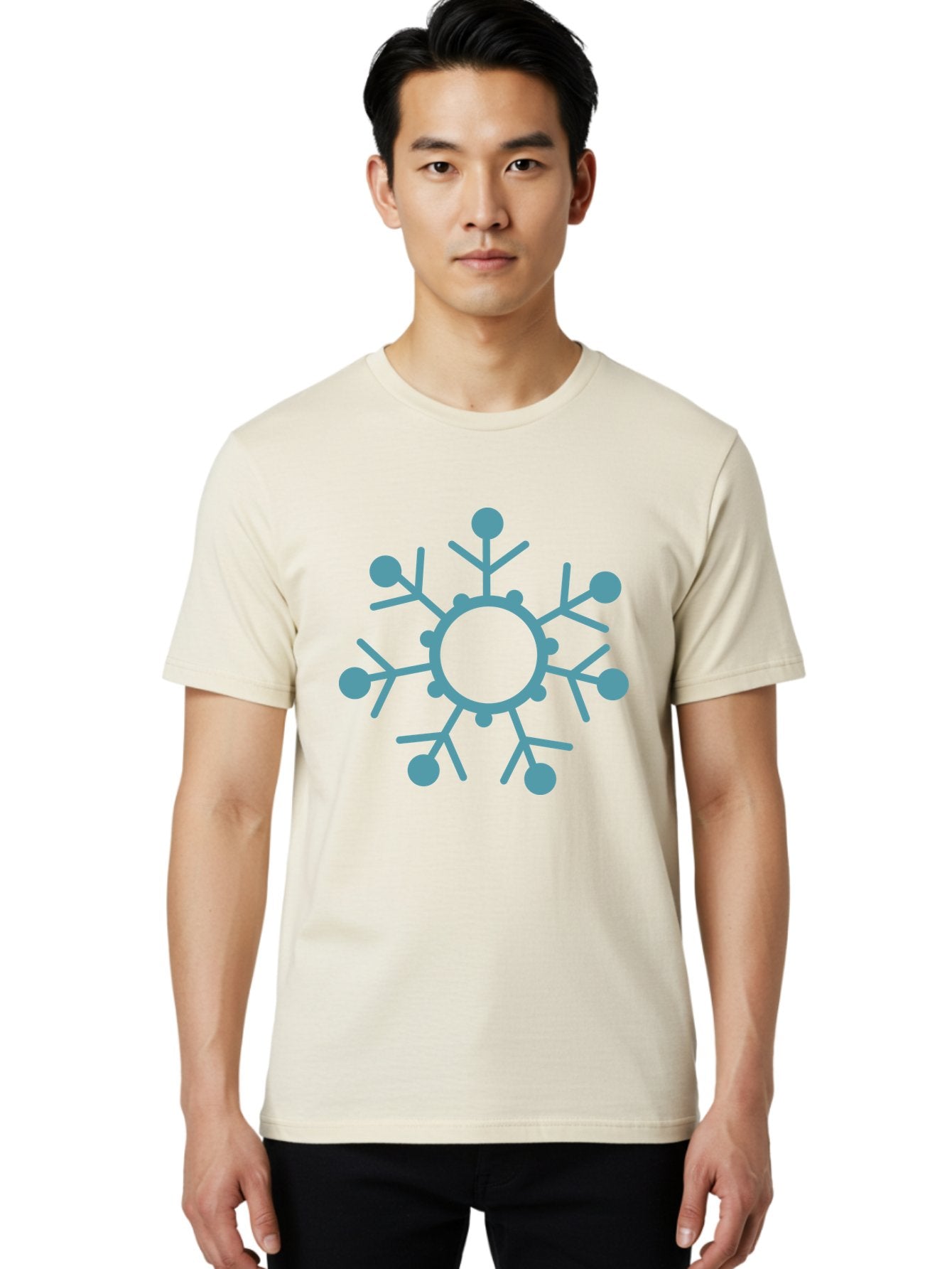 Virus Men'S Graphic Tee, 100% Cotton, Comfortable Casual Summer Wear, Machine Washable, Blue Snowflake, Winter Symbol, Frosty Design, Icy Pattern, Cold Weather Icon, Seasonal Graphic, Stylized Snowflake, Abstract Frost, Frozen Motif Aad280 23
