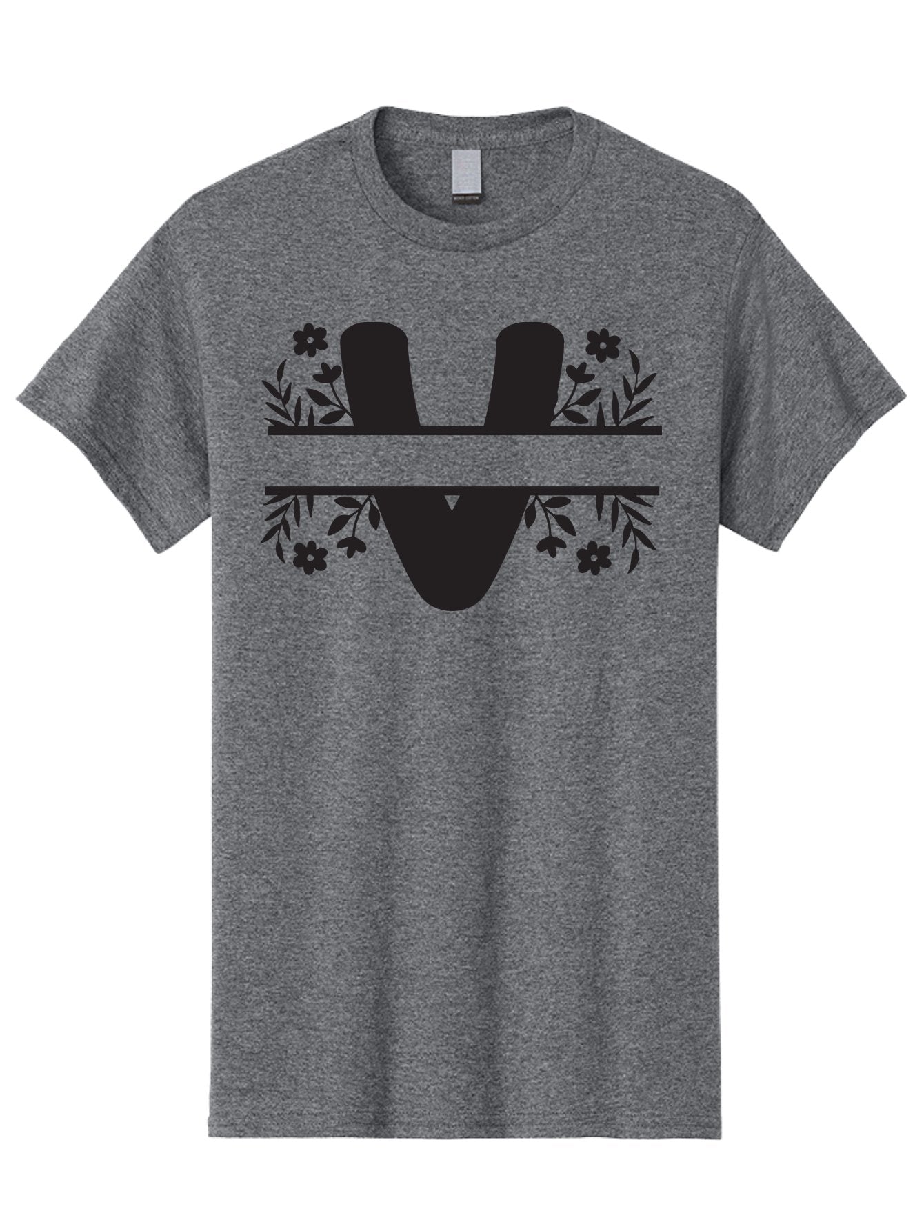 W-1 Men'S Graphic Tee, 100% Cotton, Comfortable Casual Summer Wear, Machine Washable, Stylish Letter W, Floral Design, Black Silhouette, Decorative Flowers, Minimalist Art, Elegant Typography, Modern Graphic Design Aad281 5