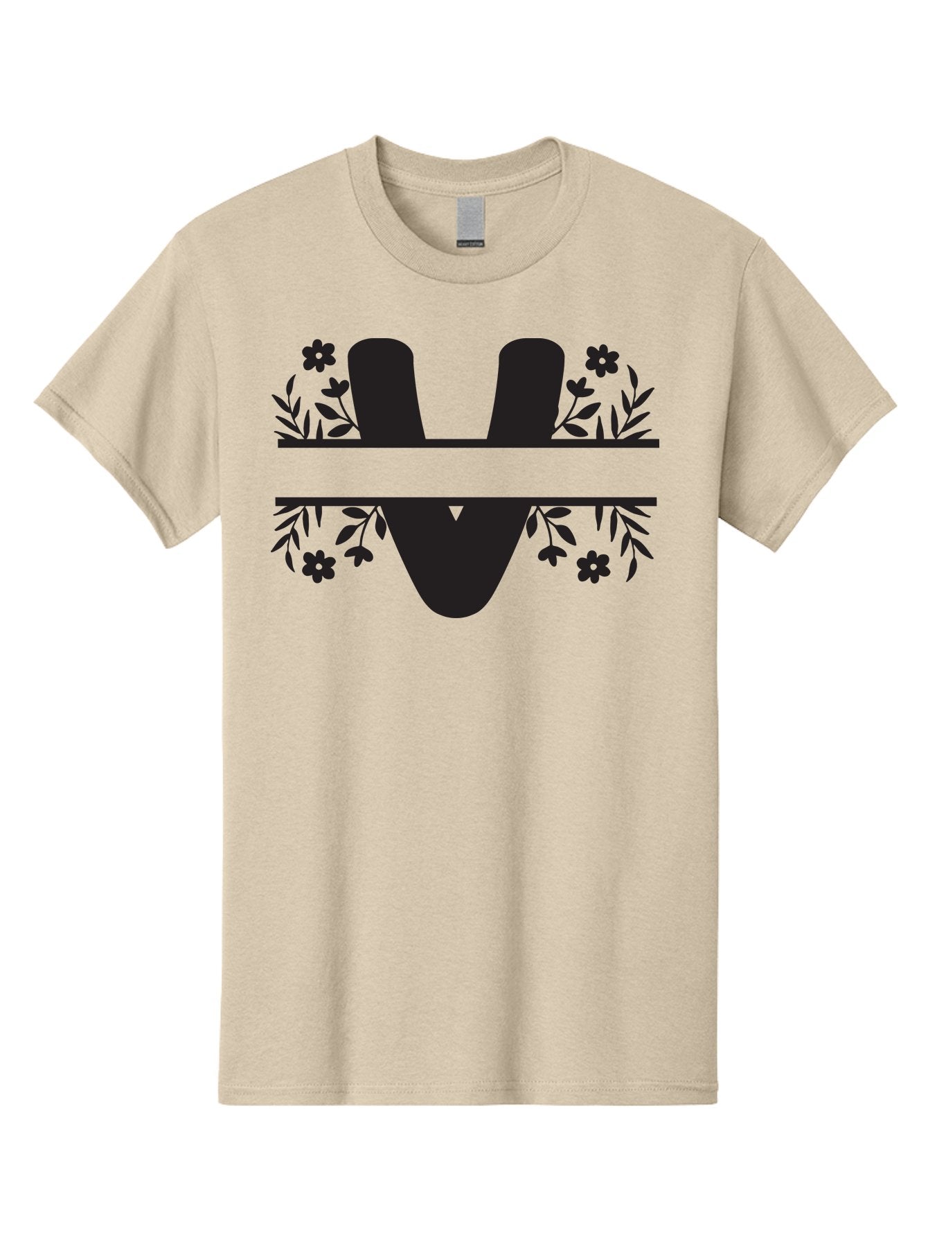 W-1 Men'S Graphic Tee, 100% Cotton, Comfortable Casual Summer Wear, Machine Washable, Stylish Letter W, Floral Design, Black Silhouette, Decorative Flowers, Minimalist Art, Elegant Typography, Modern Graphic Design Aad281 4