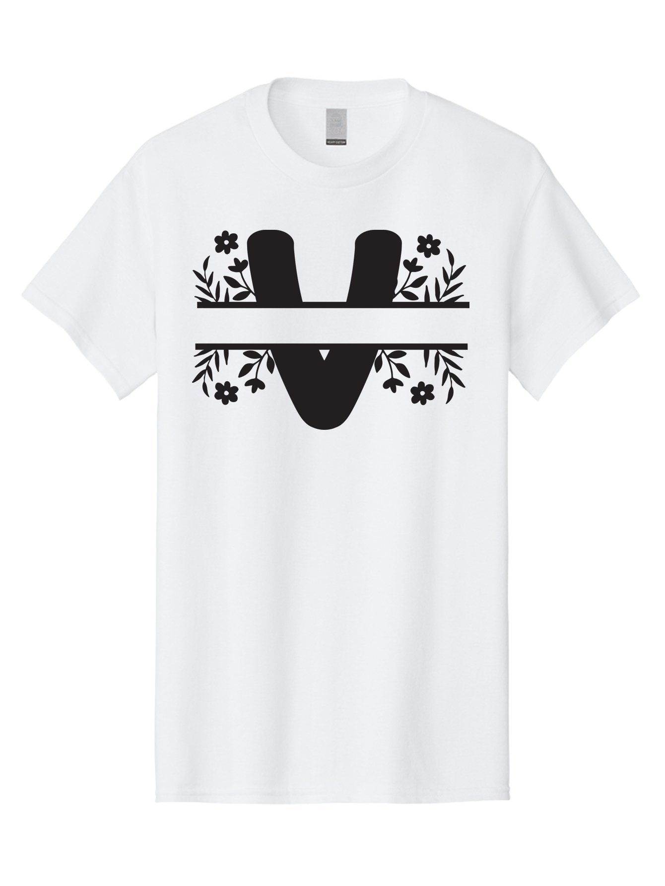 W-1 Men'S Graphic Tee, 100% Cotton, Comfortable Casual Summer Wear, Machine Washable, Stylish Letter W, Floral Design, Black Silhouette, Decorative Flowers, Minimalist Art, Elegant Typography, Modern Graphic Design Aad281 6