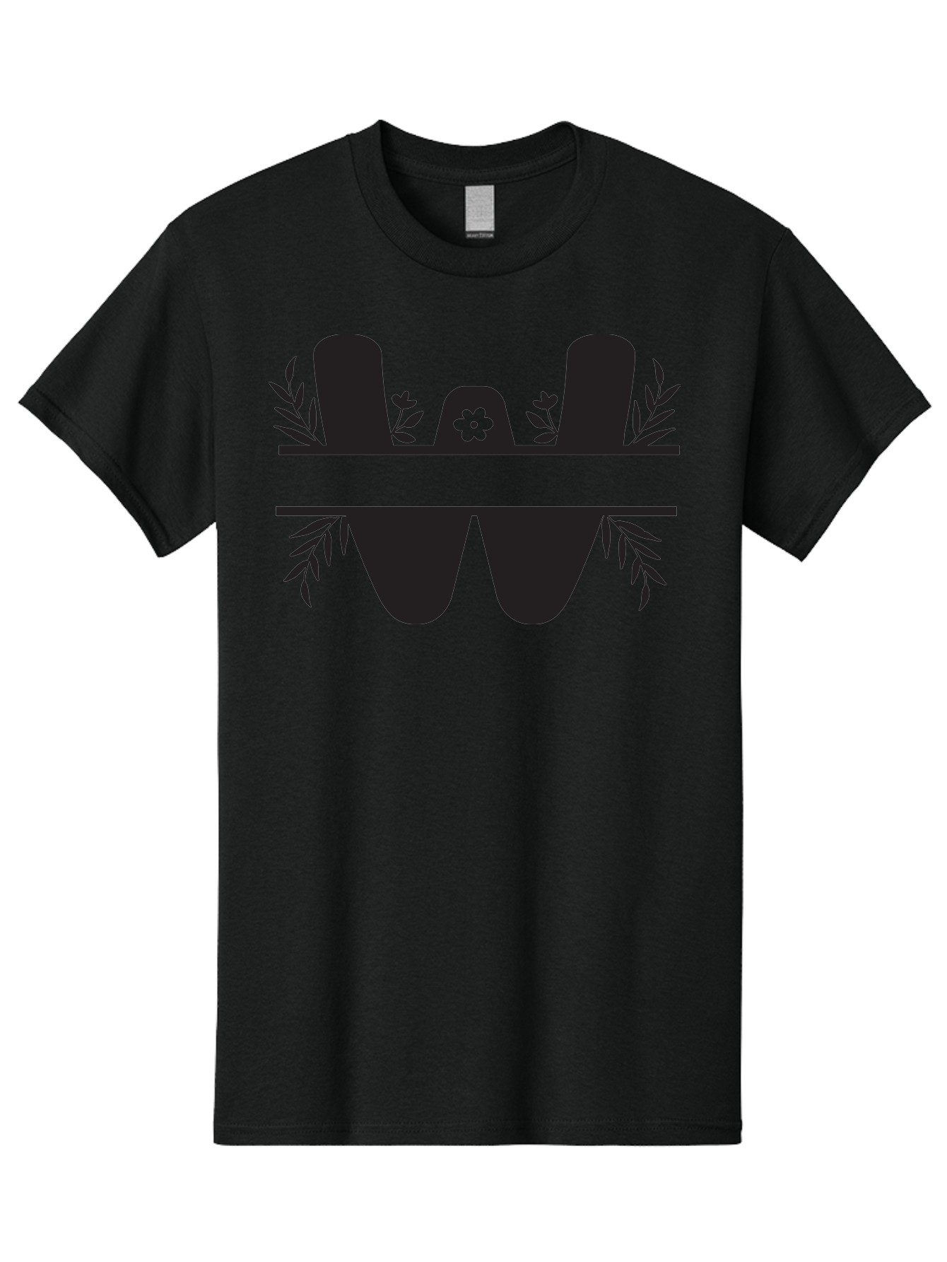 W-Logo Men'S Graphic Tee, 100% Cotton, Comfortable Casual Summer Wear, Machine Washable, Stylized Letter W, Floral Motifs, Minimalist Design, Black Silhouette, Leafy Pattern, Four-Leaf Clover Aad283 27