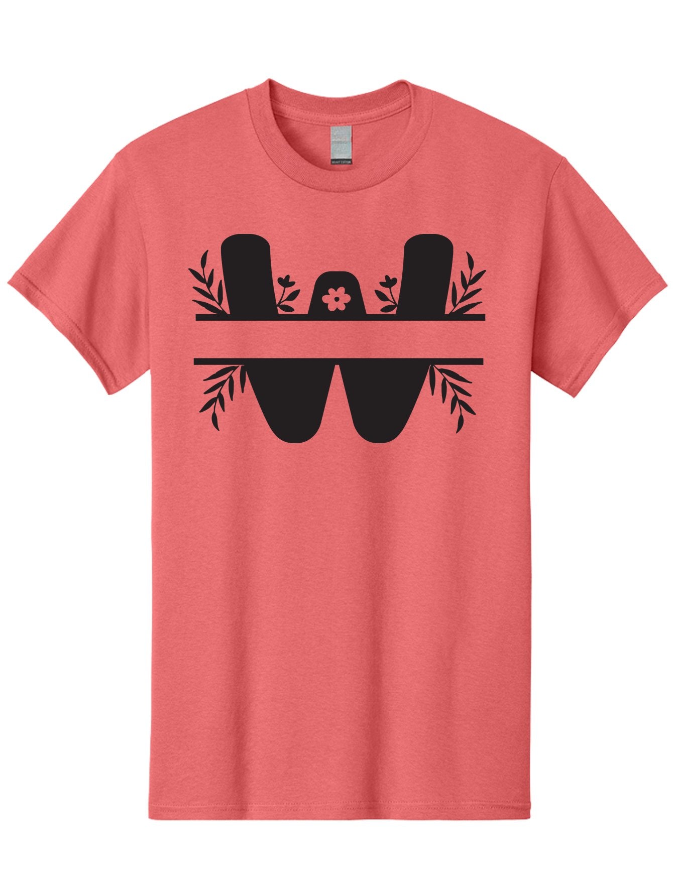 W-Logo Men'S Graphic Tee, 100% Cotton, Comfortable Casual Summer Wear, Machine Washable, Stylized Letter W, Floral Motifs, Minimalist Design, Black Silhouette, Leafy Pattern, Four-Leaf Clover Aad283 14