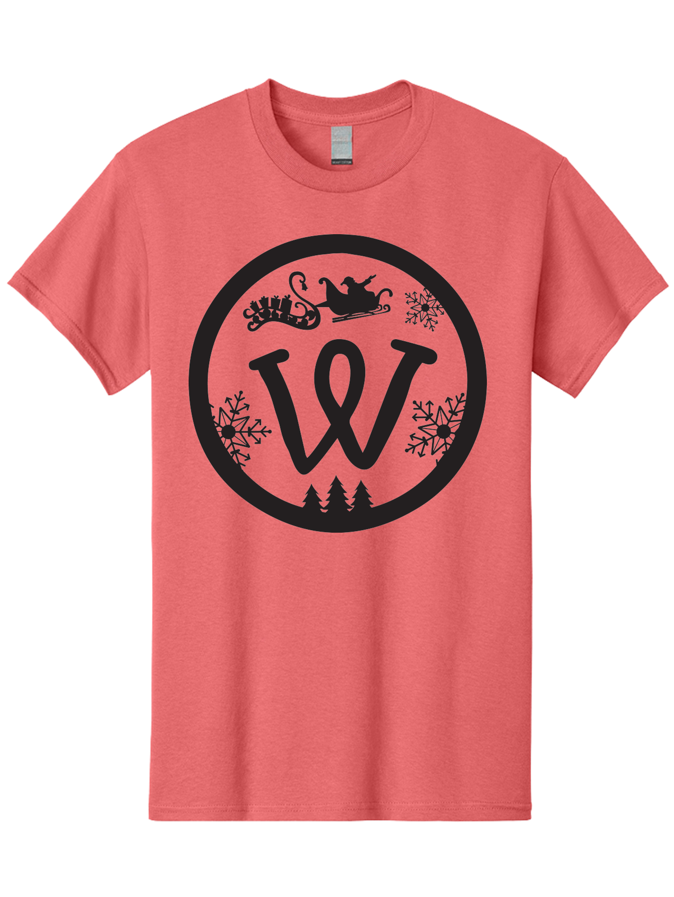 W Men'S Graphic Tee, 100% Cotton, Comfortable Casual Summer Wear, Machine Washable, Christmas Logo, Snowflakes, Christmas Trees, Santa Sleigh, Festive Design, Winter Wonderland, Holiday Graphics, Black And Green Theme Aad284