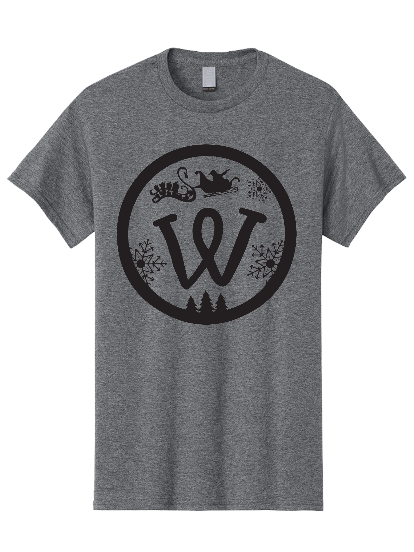 W Men'S Graphic Tee, 100% Cotton, Comfortable Casual Summer Wear, Machine Washable, Christmas Logo, Snowflakes, Christmas Trees, Santa Sleigh, Festive Design, Winter Wonderland, Holiday Graphics, Black And Green Theme Aad284 23