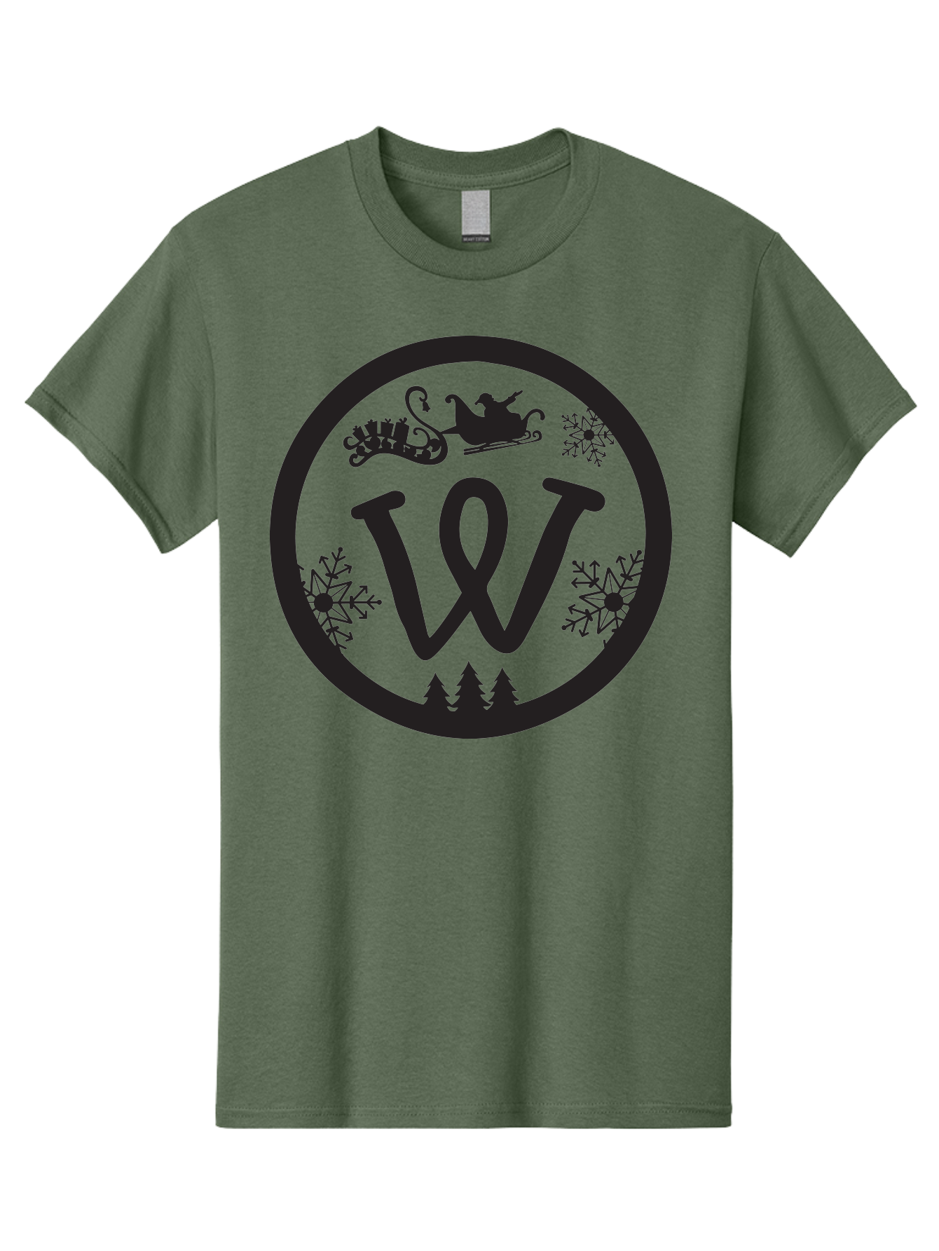 W Men'S Graphic Tee, 100% Cotton, Comfortable Casual Summer Wear, Machine Washable, Christmas Logo, Snowflakes, Christmas Trees, Santa Sleigh, Festive Design, Winter Wonderland, Holiday Graphics, Black And Green Theme Aad284 11