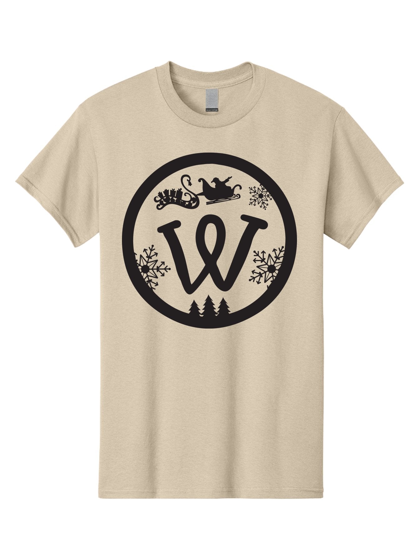 W Men'S Graphic Tee, 100% Cotton, Comfortable Casual Summer Wear, Machine Washable, Christmas Logo, Snowflakes, Christmas Trees, Santa Sleigh, Festive Design, Winter Wonderland, Holiday Graphics, Black And Green Theme Aad284 9