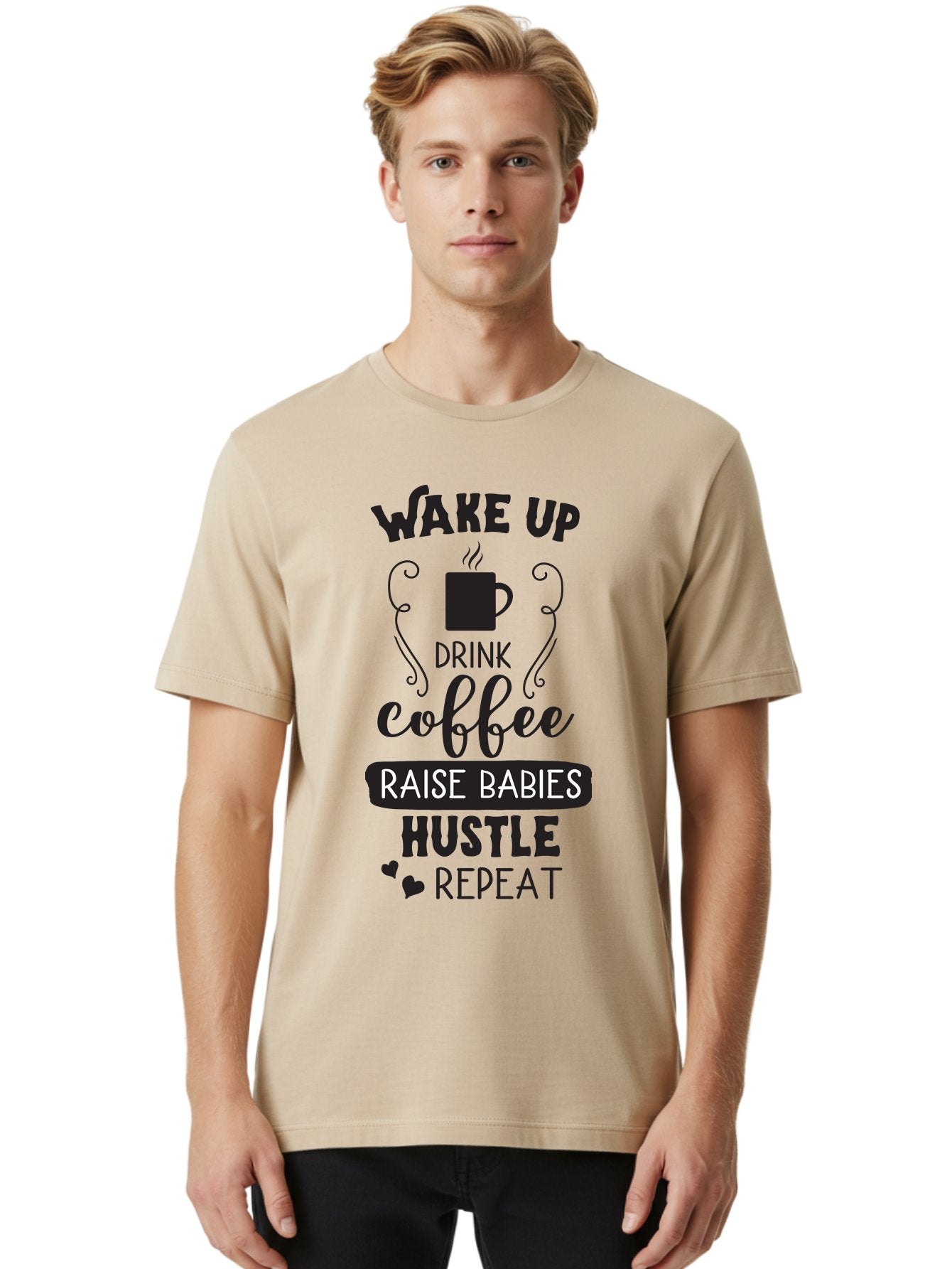 Wake-Up-Drink-Coffee Men'S Graphic Tee, 100% Cotton, Comfortable Casual Summer Wear, Machine Washable, Coffee Quote, Morning Motivation, Parenting Humor, Daily Grind, Coffee Lover, Hustle Culture, Mom Life, Funny Quote, Inspirational Quote Aad285 20