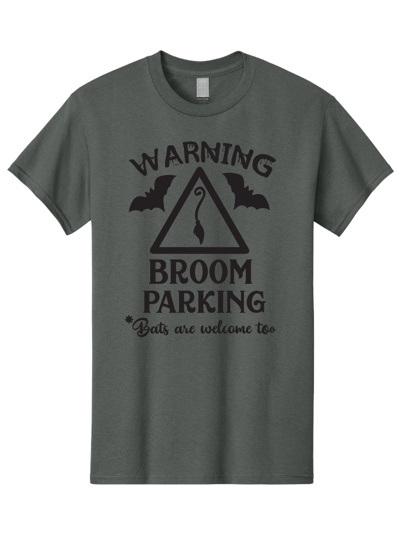 Warning-Broom-Parking Men'S Graphic Tee, 100% Cotton, Comfortable Casual Summer Wear, Machine Washable, Halloween Warning Sign, Broom Parking, Bats Are Welcome, Spooky Decor, Witchy Vibes, Halloween Decorations, Funny Halloween Signs Aad286 11